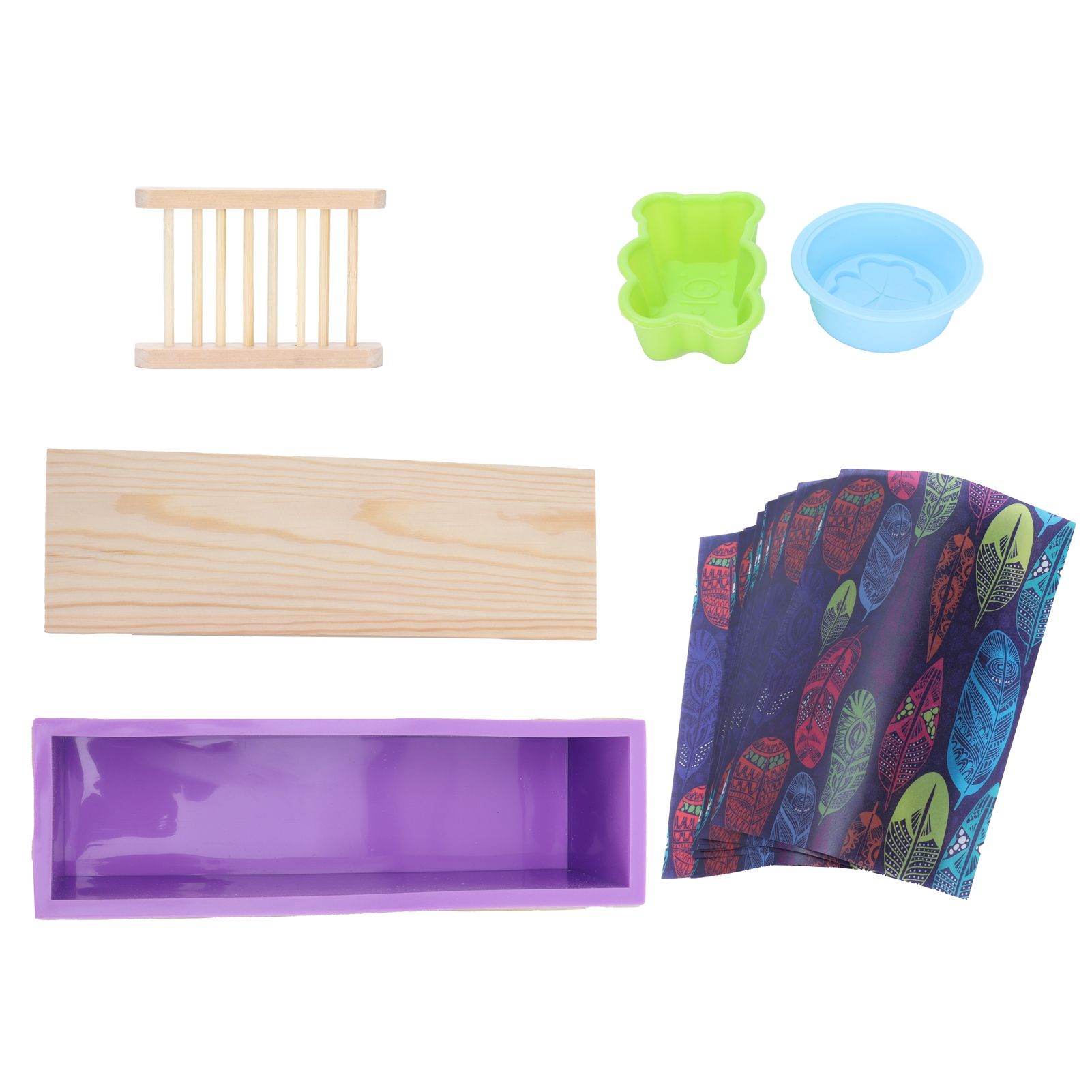 DIY Silicone Soap Mold Set with Wood Box Soap Rack Wrapping Paper Baking view 5