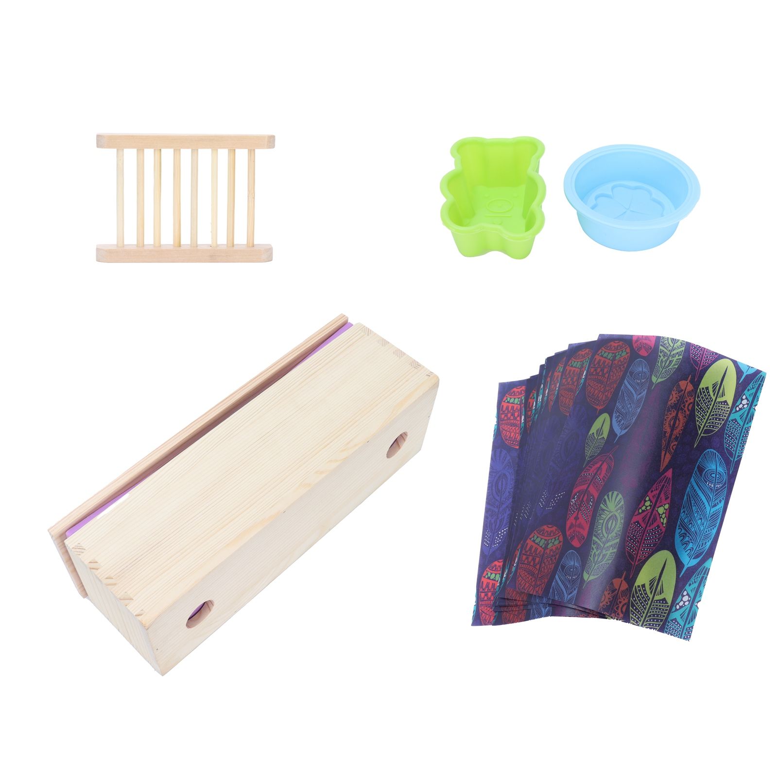 DIY Silicone Soap Mold Set with Wood Box Soap Rack Wrapping Paper Baking view 7
