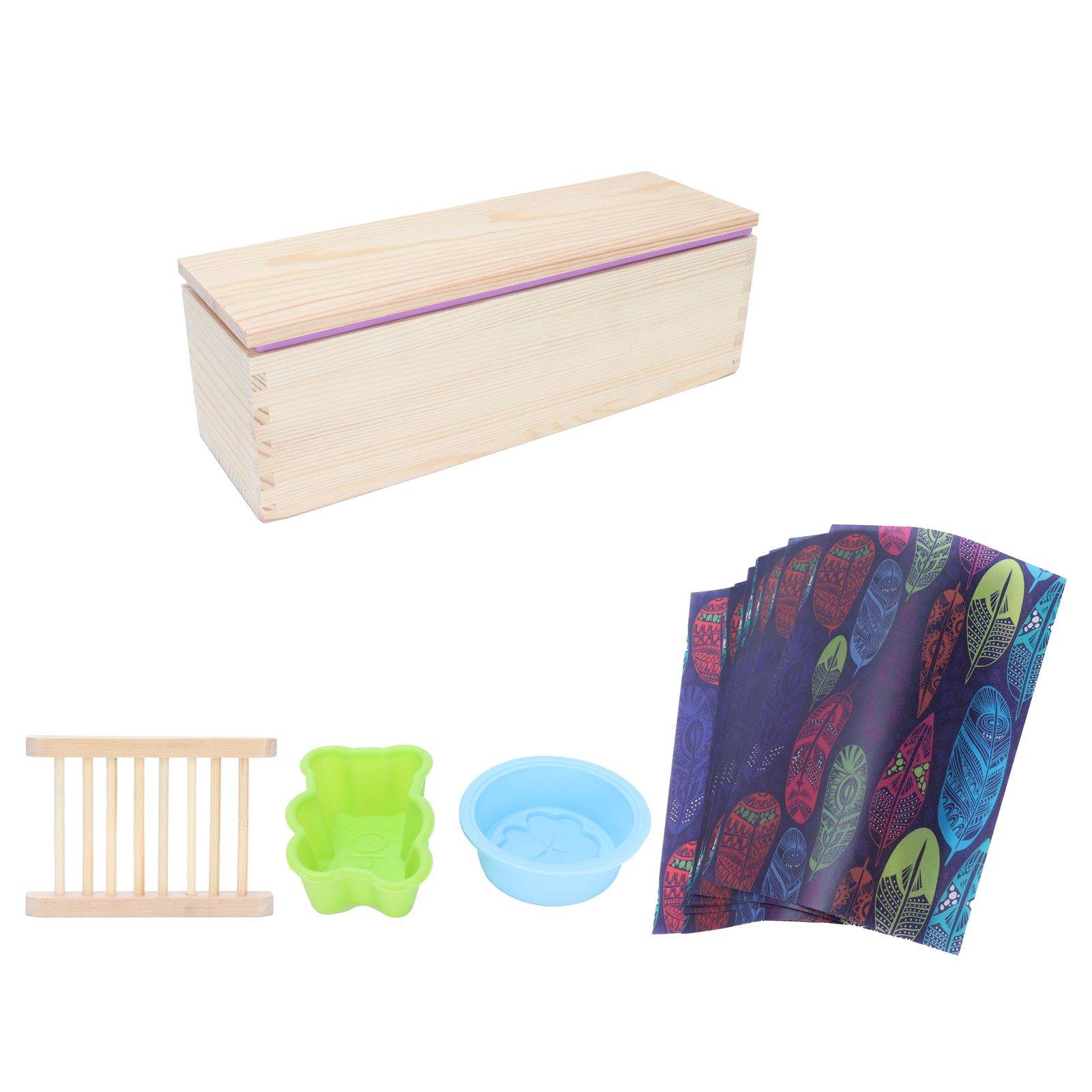 DIY Silicone Soap Mold Set with Wood Box Soap Rack Wrapping Paper Baking view 10