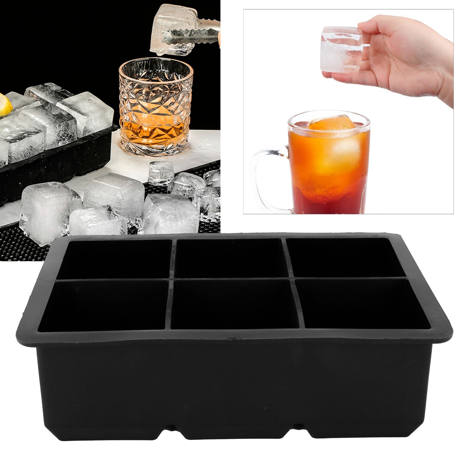 6‑Grid Silicone Square Ice Mold Food Grade Ice Cubes Tray Making Mold for Home view 11