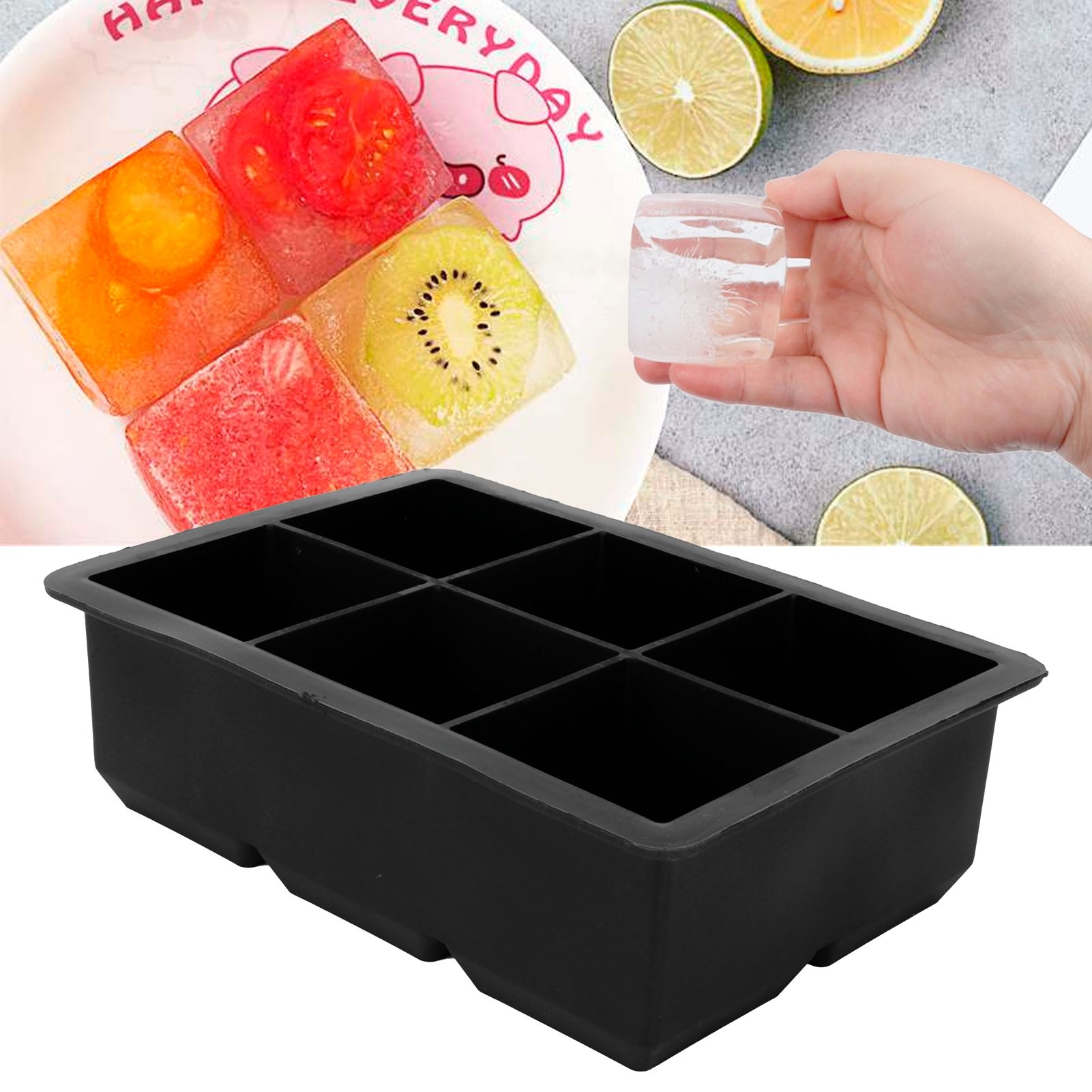 6‑Grid Silicone Square Ice Mold Food Grade Ice Cubes Tray Making Mold for Home view 12