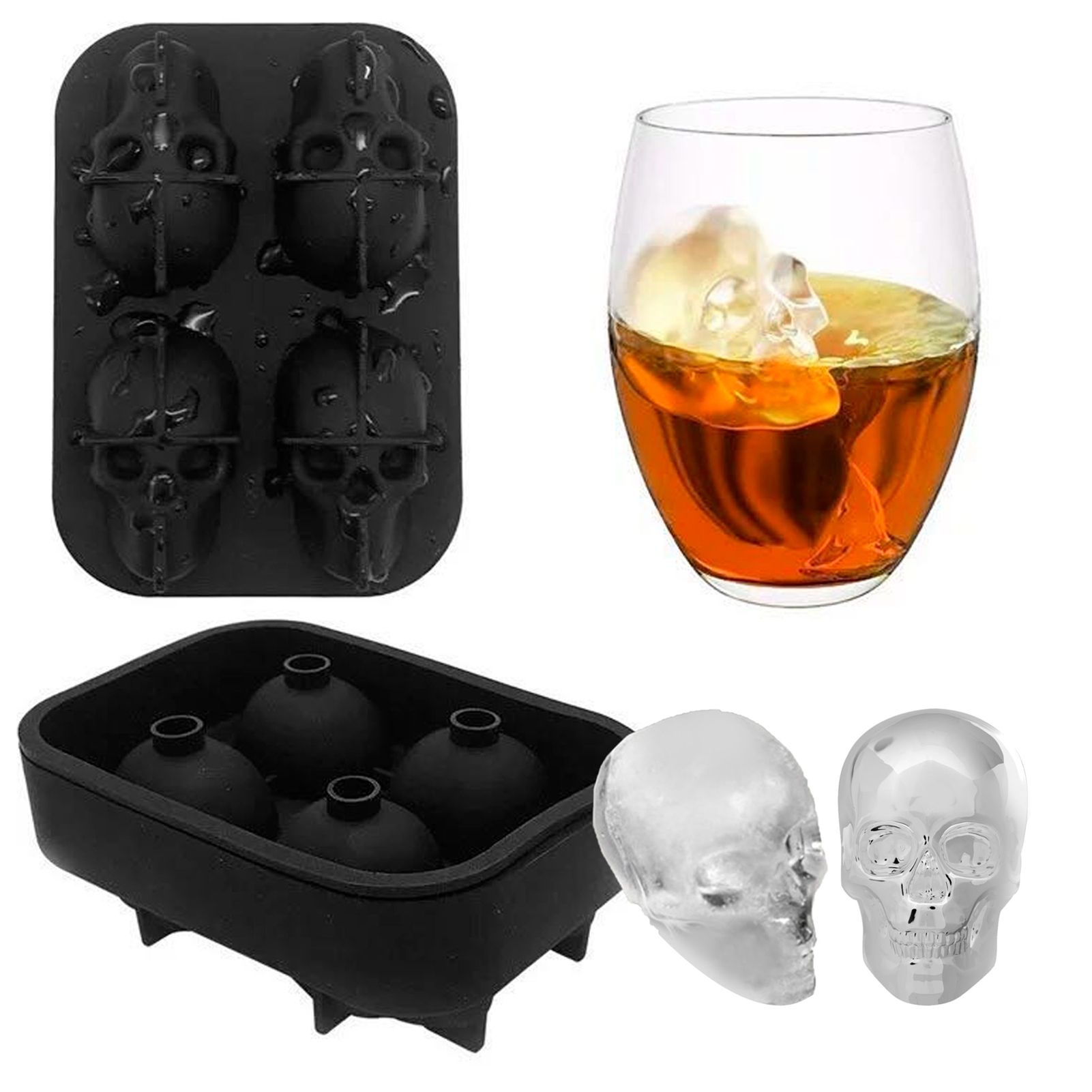 Distinctive Skull Shape Ice Mold Silicone Irregular Ice Cubes Tray for Home view 12