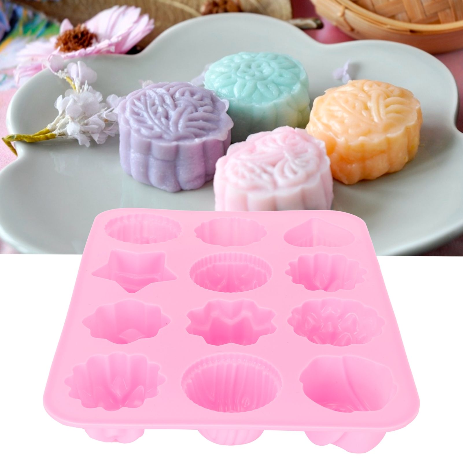 12-Grid Silicone Mold DIY Chocolate Cake Pudding Fondant Baking Mould Kitchen view 11