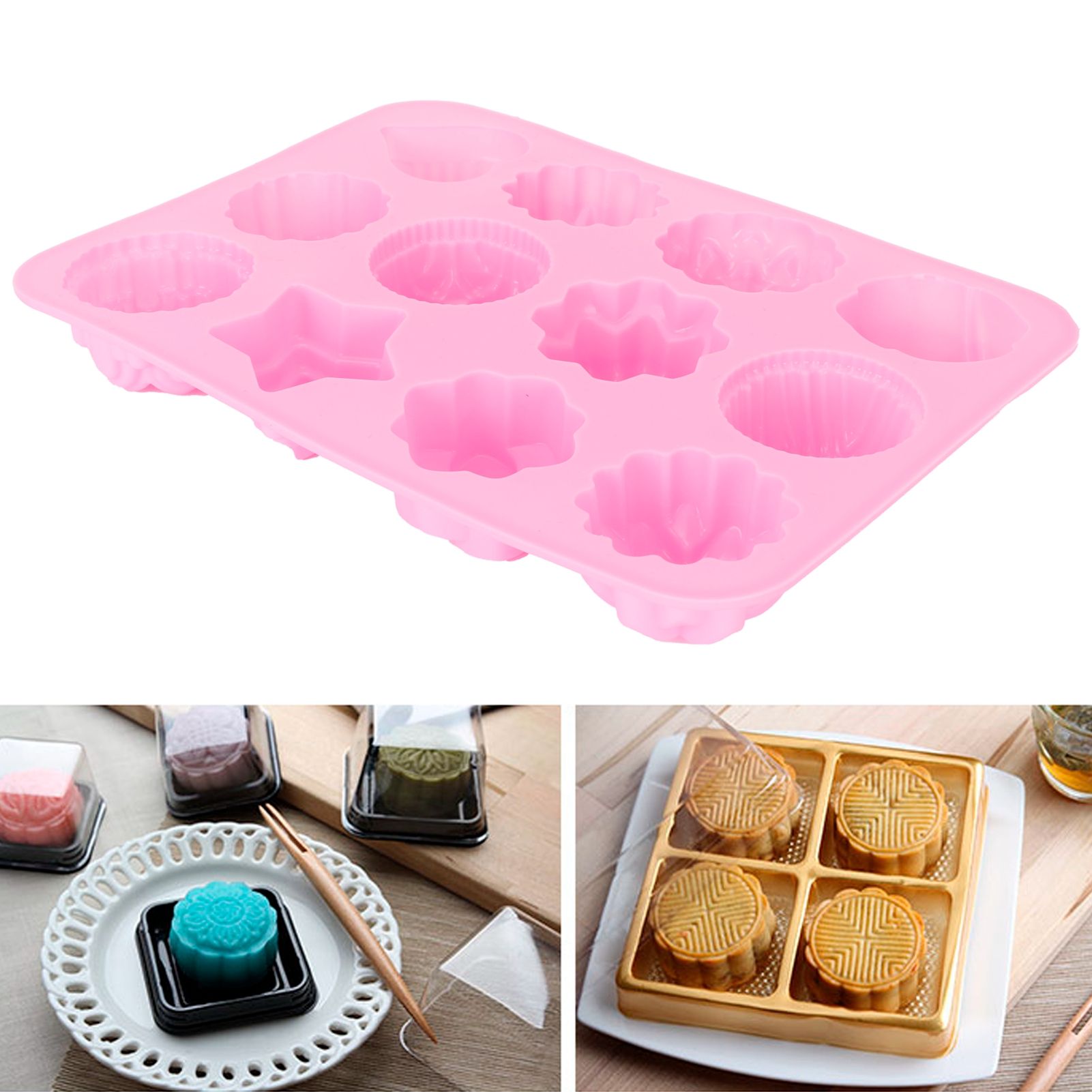 12-Grid Silicone Mold DIY Chocolate Cake Pudding Fondant Baking Mould Kitchen view 12