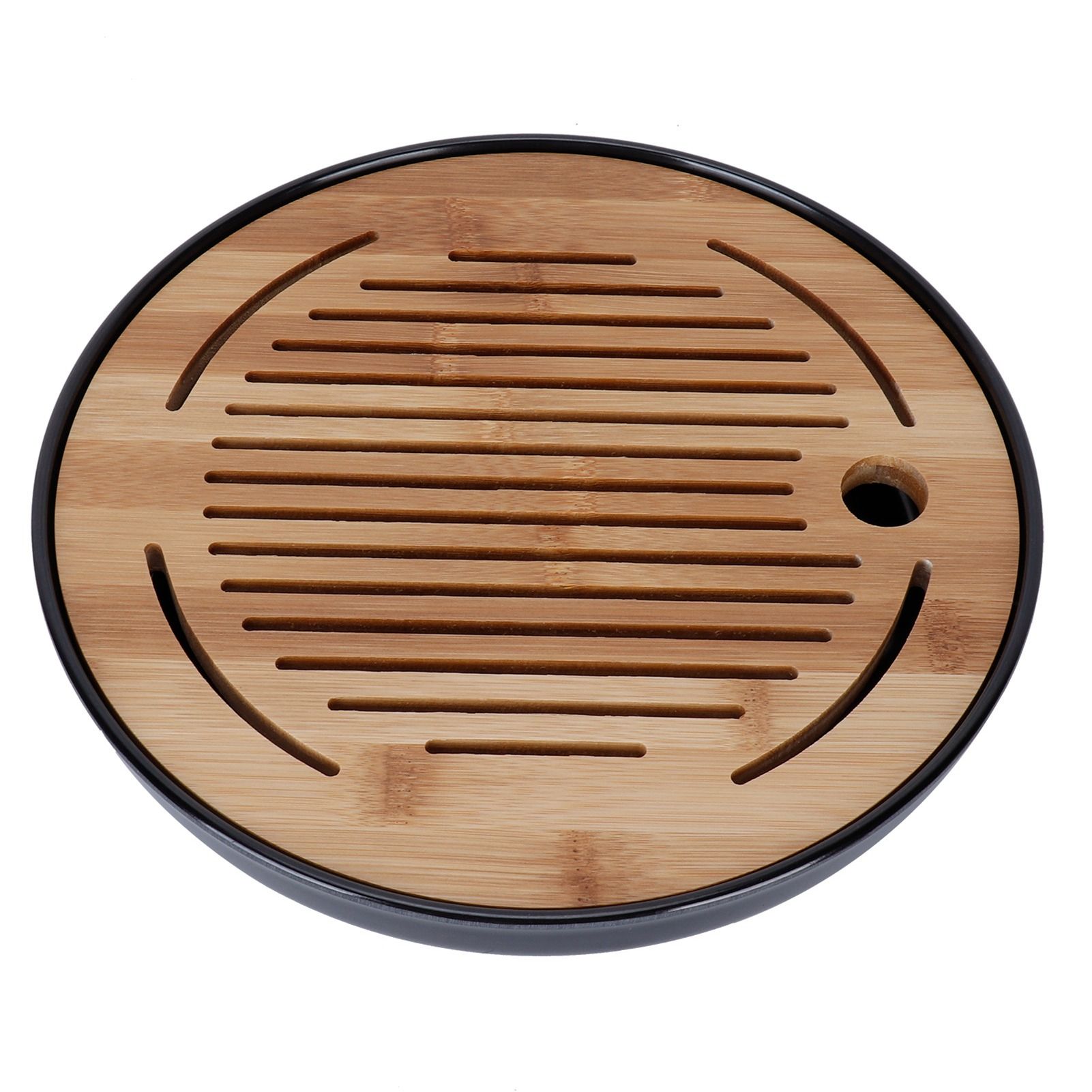 Bamboo Round Tea Tray Teapot Mat Serving Tray Drainage Water Storage Tea Set view 4