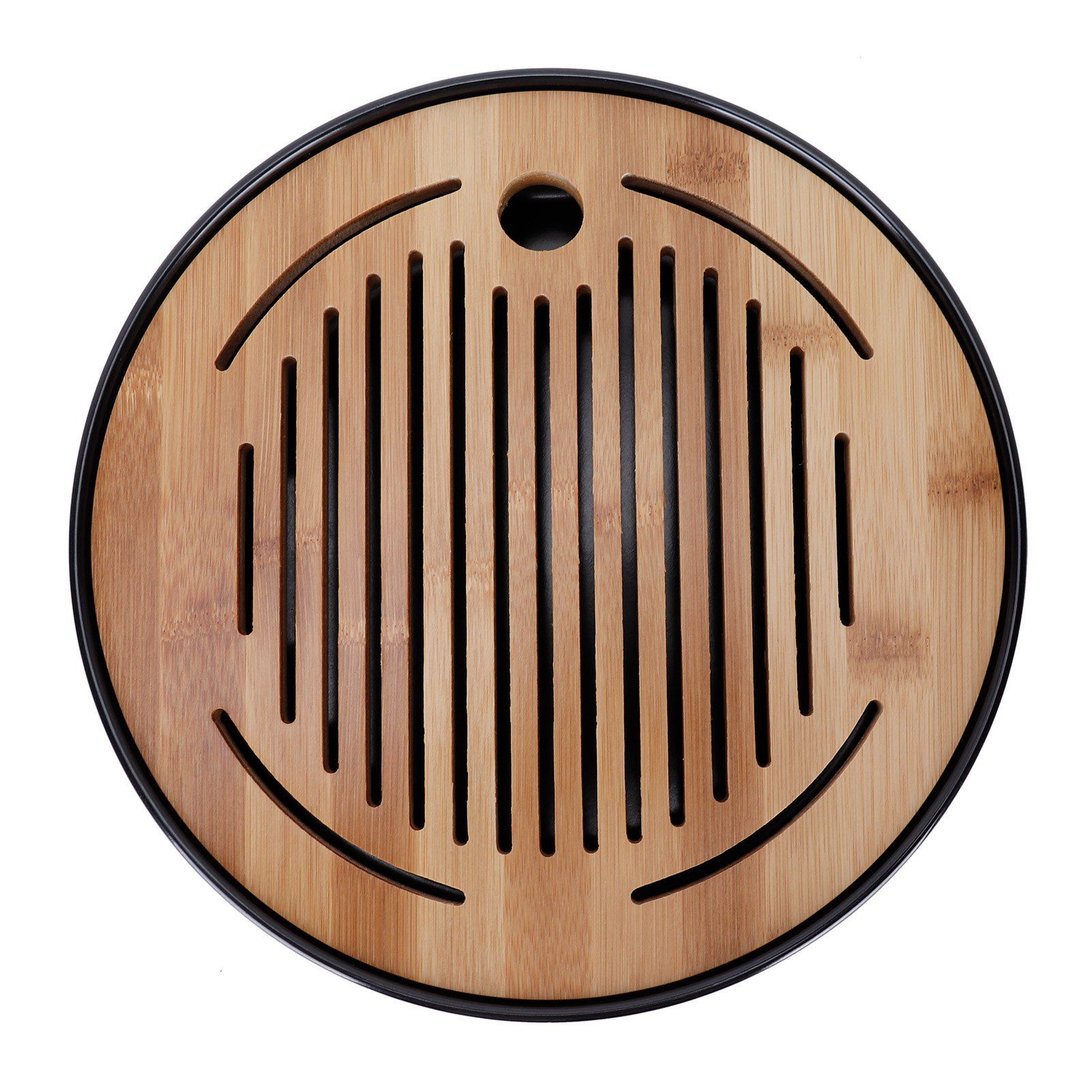 Bamboo Round Tea Tray Teapot Mat Serving Tray Drainage Water Storage Tea Set view 5