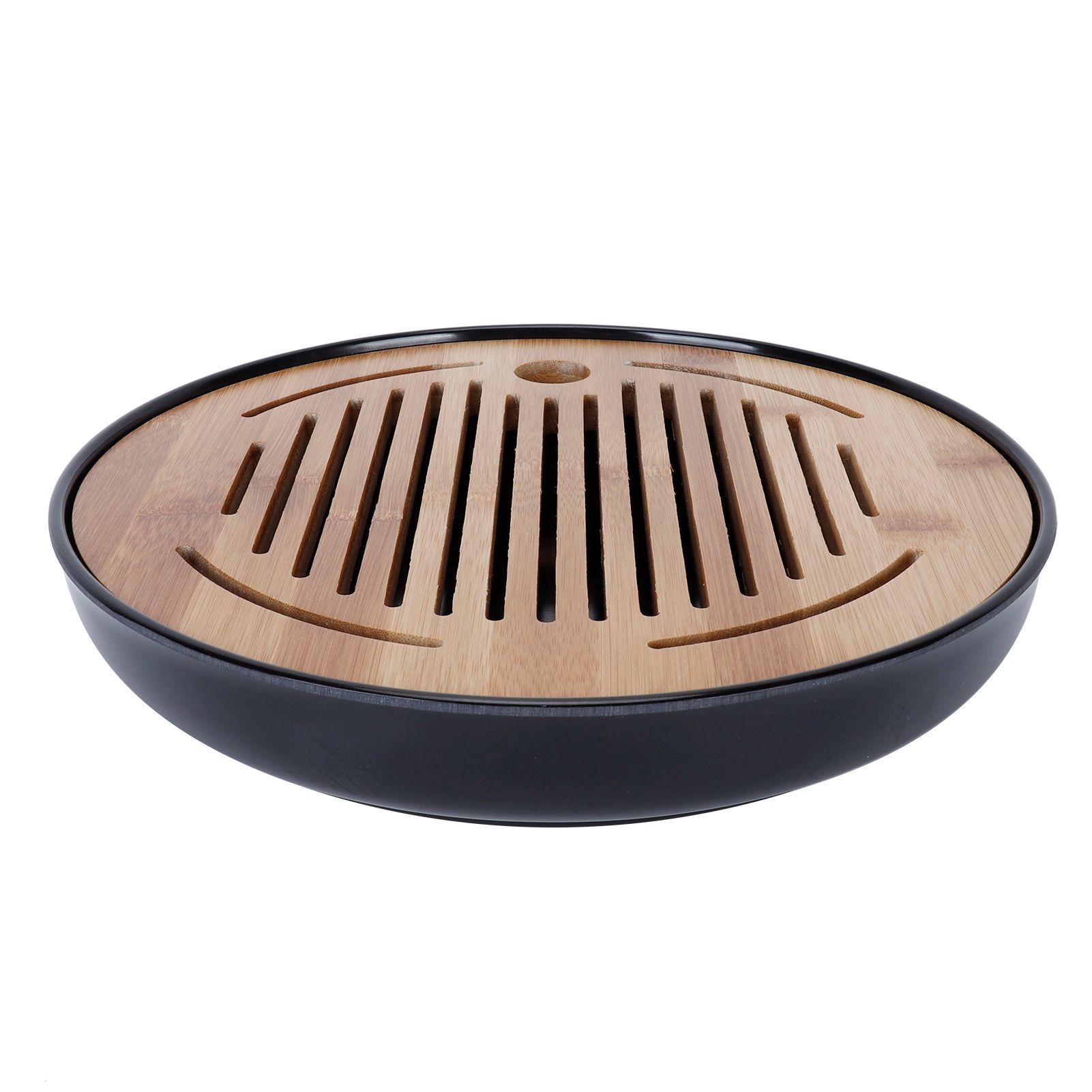 Bamboo Round Tea Tray Teapot Mat Serving Tray Drainage Water Storage Tea Set view 6