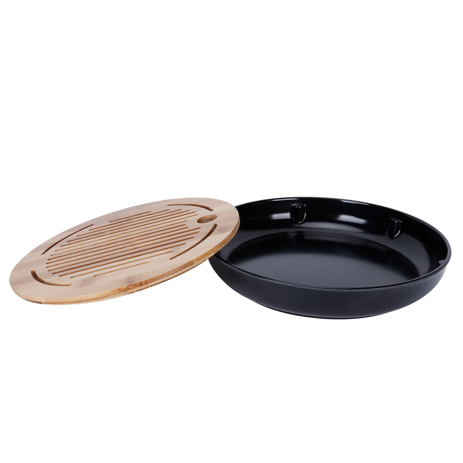 Bamboo Round Tea Tray Teapot Mat Serving Tray Drainage Water Storage Tea Set view 10