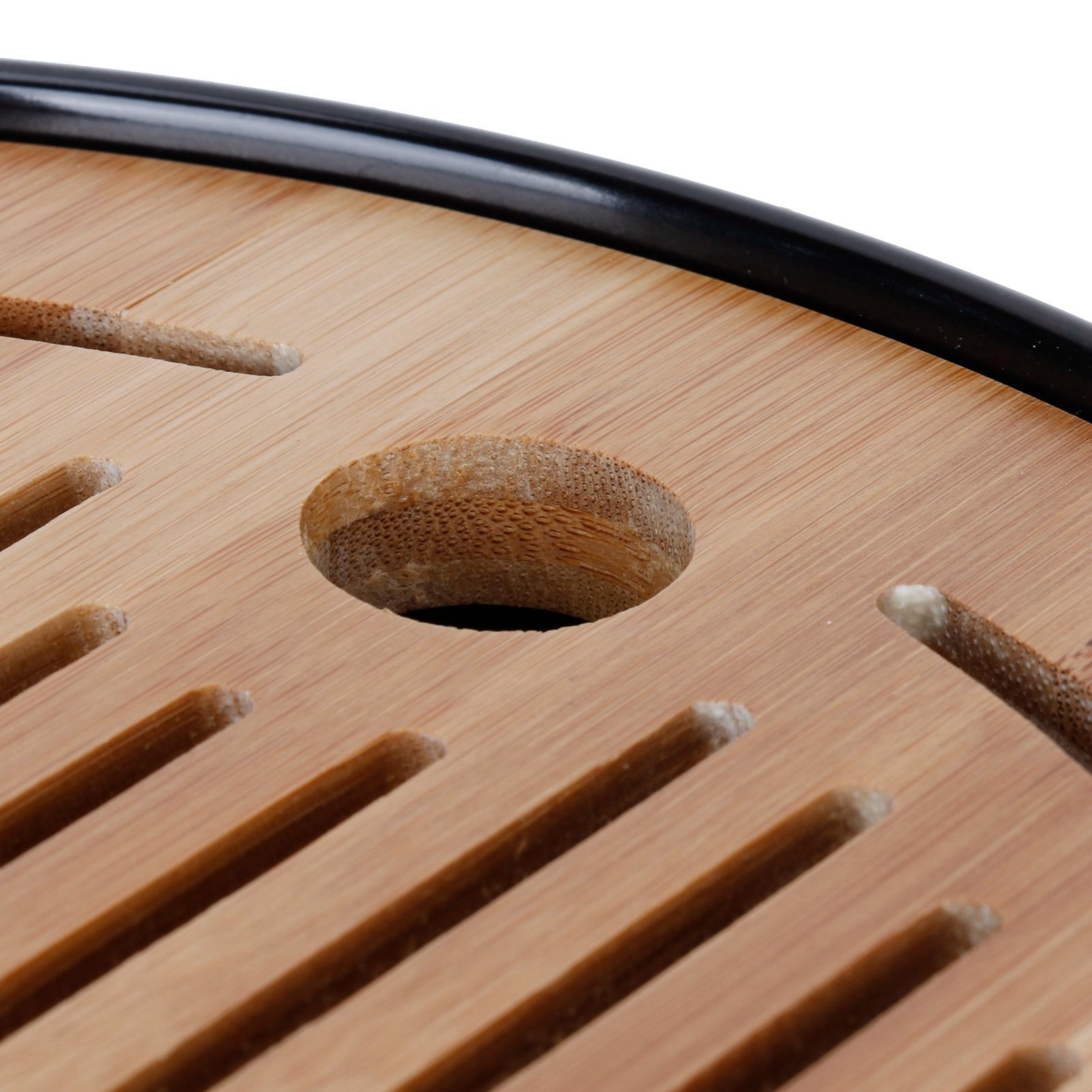 Bamboo Round Tea Tray Teapot Mat Serving Tray Drainage Water Storage Tea Set view 14