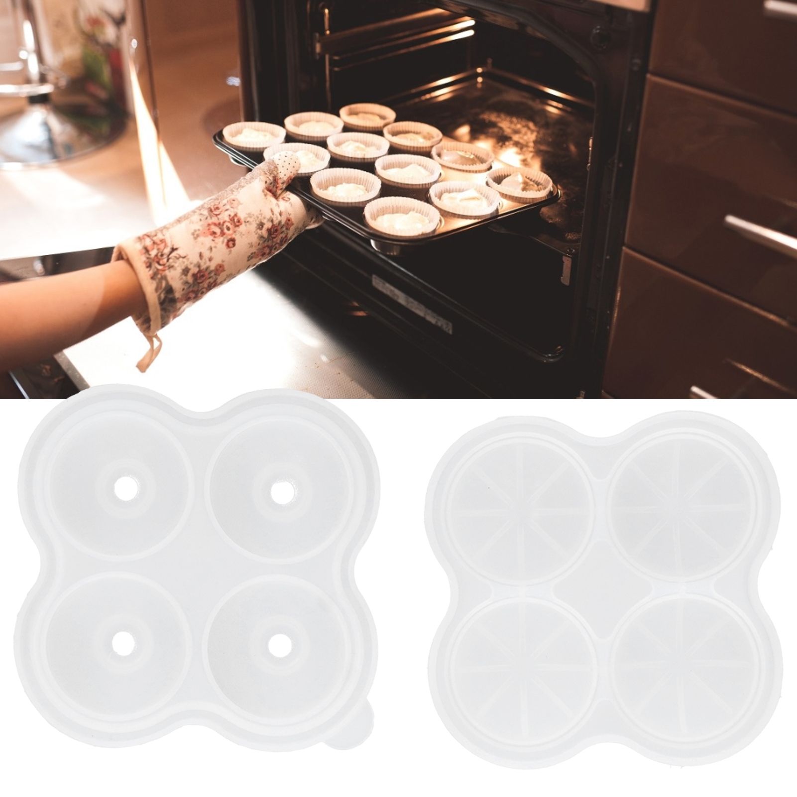 4‑Grid Round Shape Mold Food Grade Silicone Ice Cream Mould for Kitchen Utensils view 12