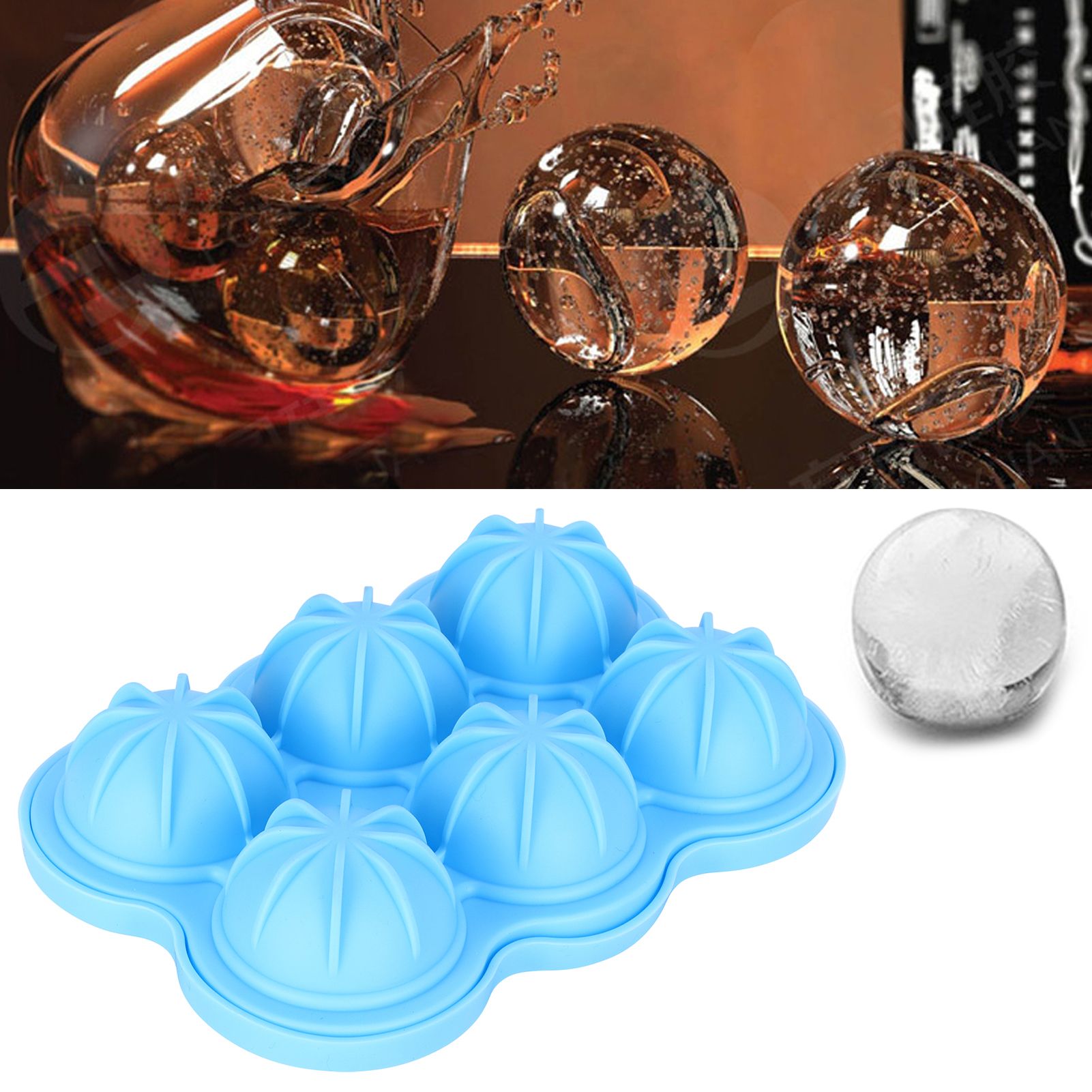 6-Grid Ice Ball Maker Reusable Silicone Ice Ball Mold Tray for Home Kitchen view 11