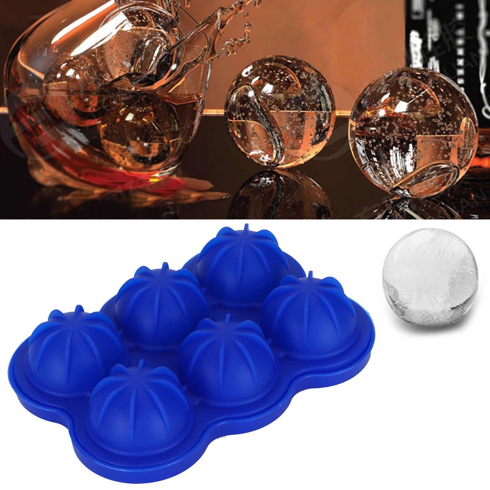 6-Grid Ice Ball Maker Reusable Silicone Ice Ball Mold Tray for Home Kitchen view 11