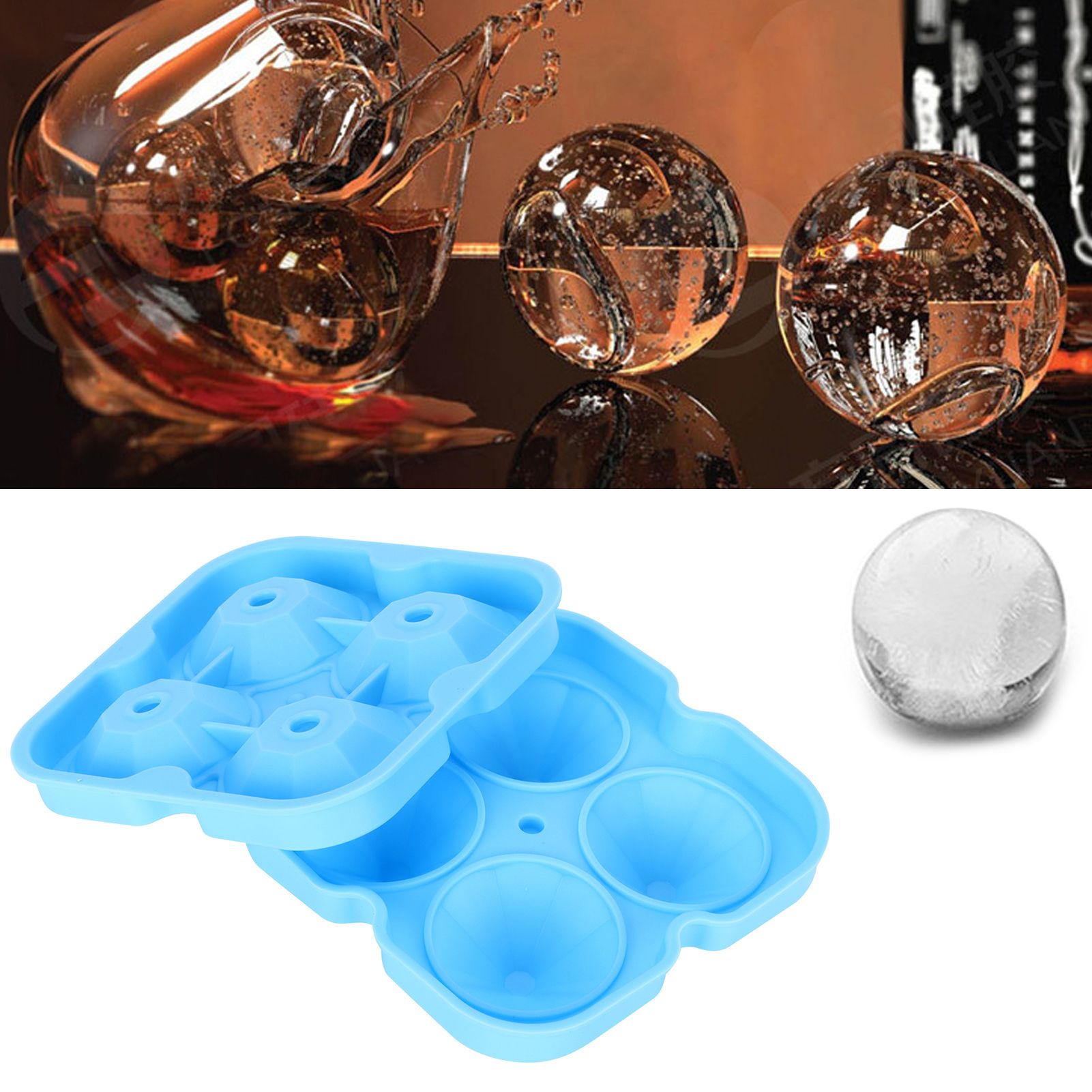 4Grid Ice Mold Reusable DiamondShape Ice Cubes Maker Tray Home Kitchen view 11
