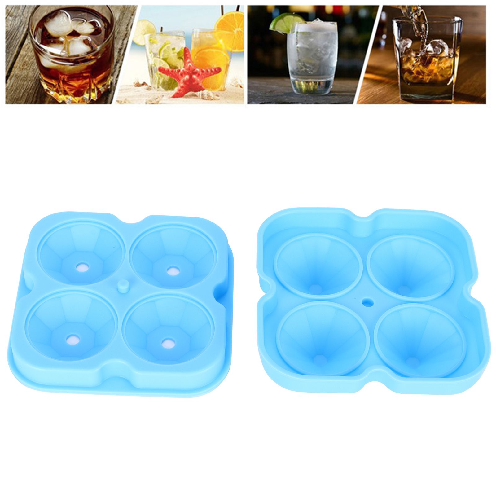 4Grid Ice Mold Reusable DiamondShape Ice Cubes Maker Tray Home Kitchen view 12
