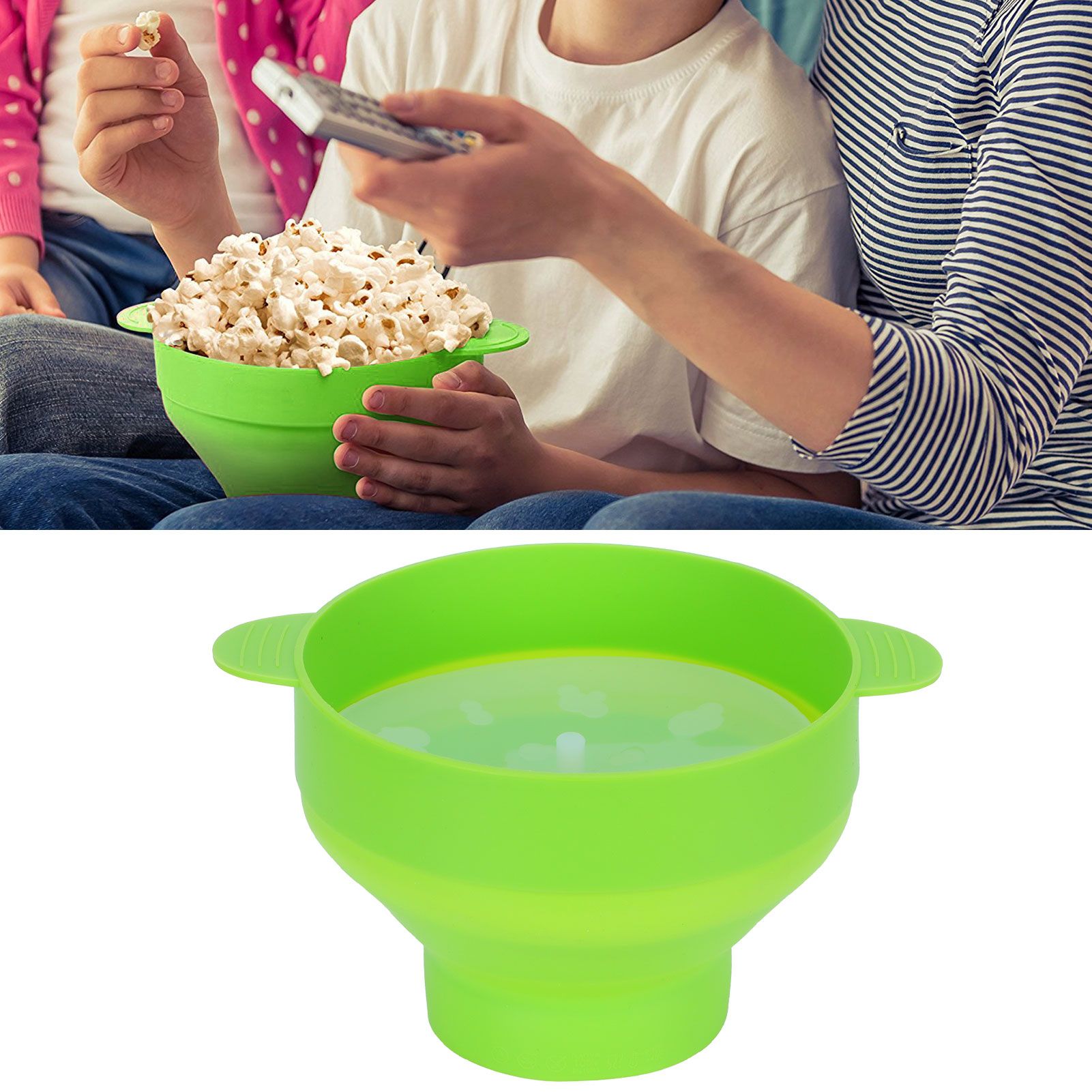 Popcorn Bucket Folding Silicone DIY Popcorn Maker Bowl with Lid Kitchen view 12