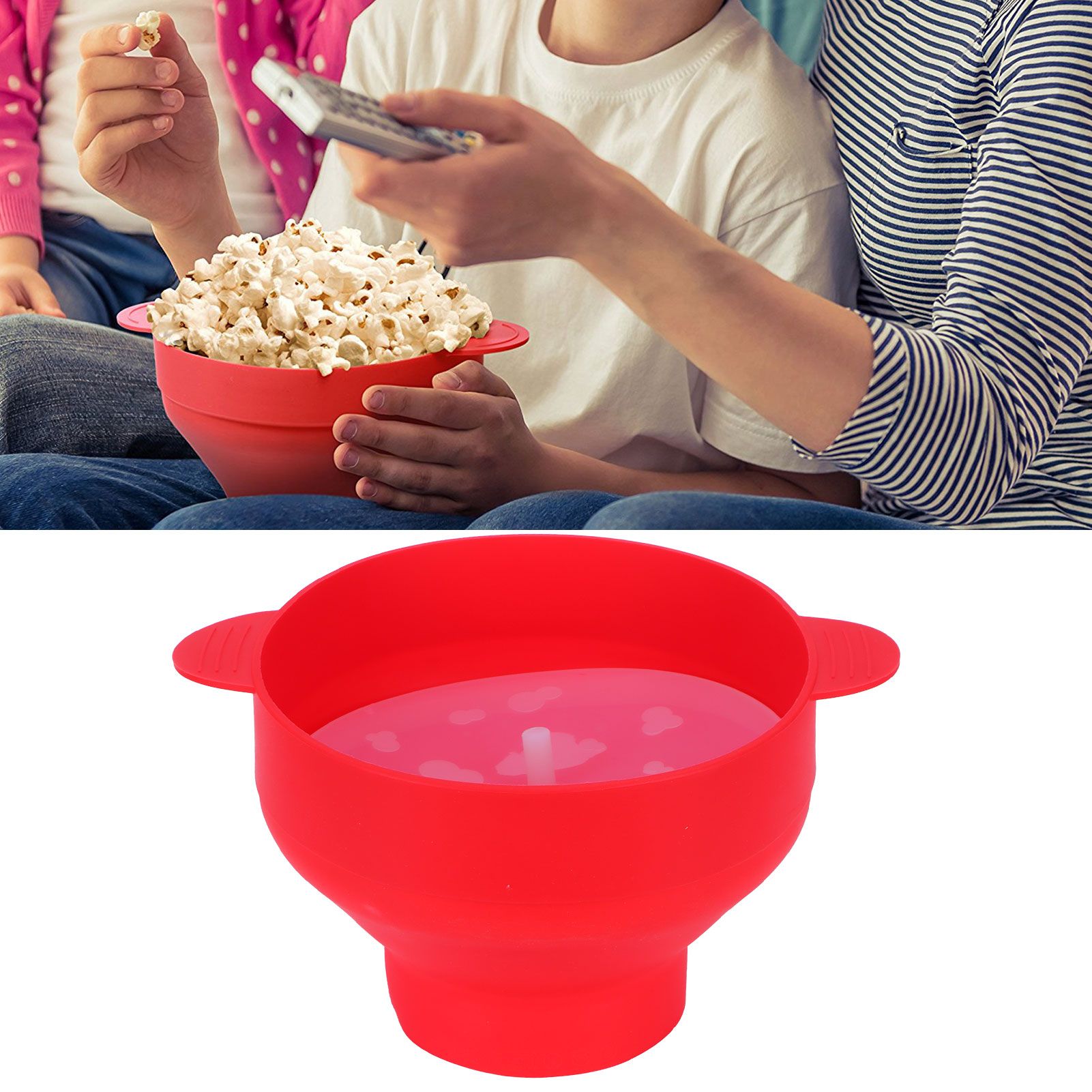 Popcorn Bucket Folding Silicone DIY Popcorn Maker Bowl with Lid Kitchen view 12