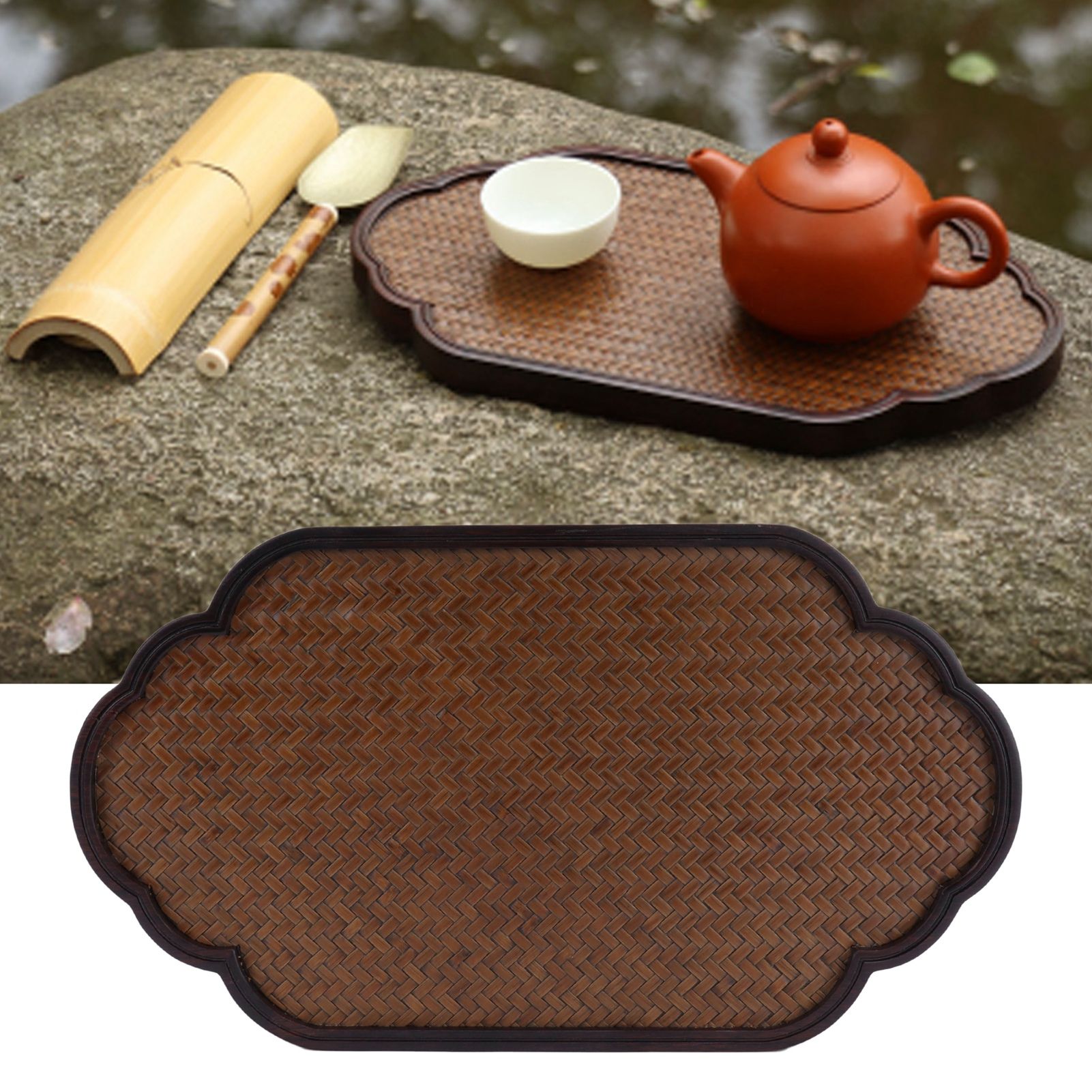 Mat Surface Bamboo Small Tea Tray Tea Plate for Teawares Teaset Saucers Tea view 11