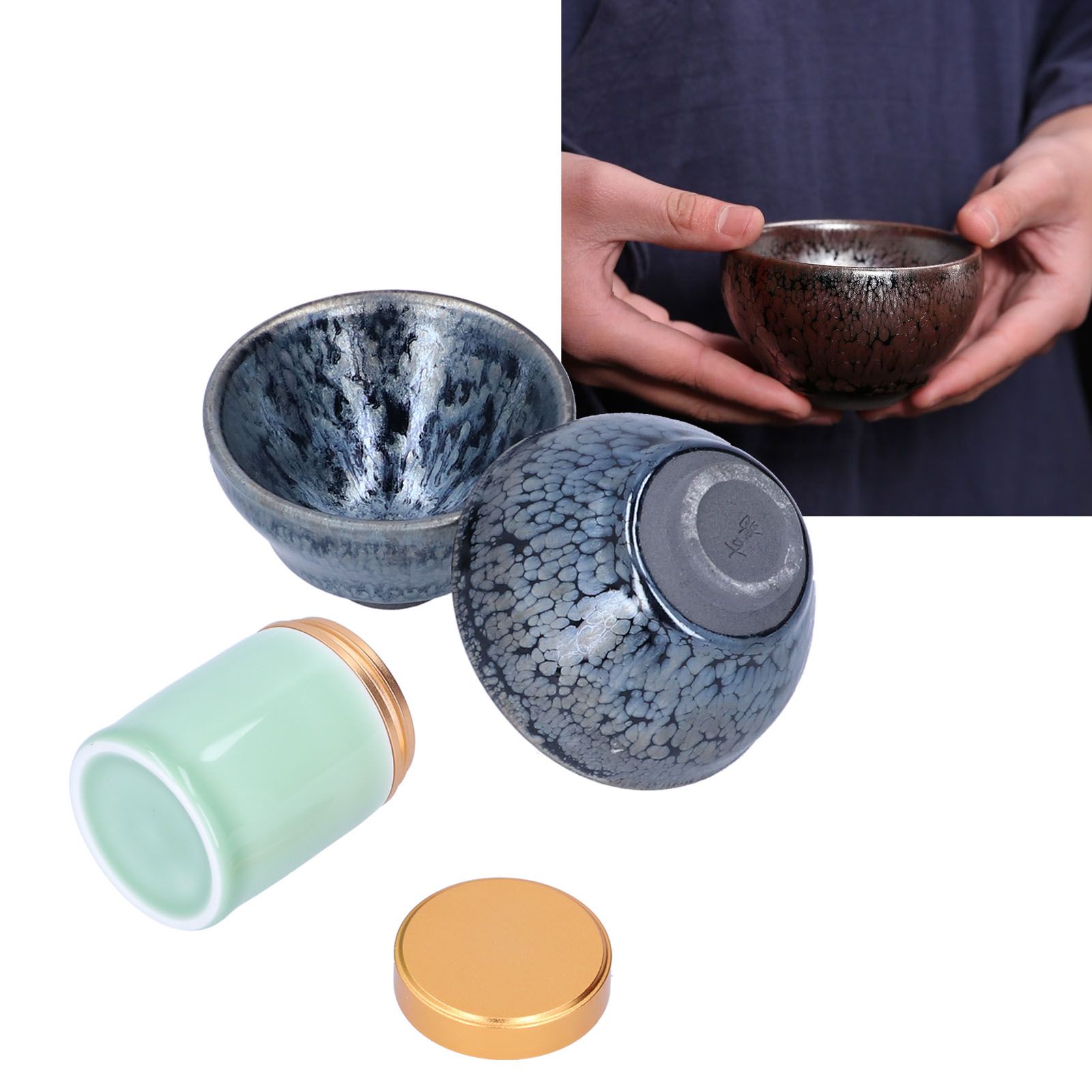 Kung Fu Tea Set Ceramic Tea Canister and Tea Cup for Gift Teaware Home Decoration view 11
