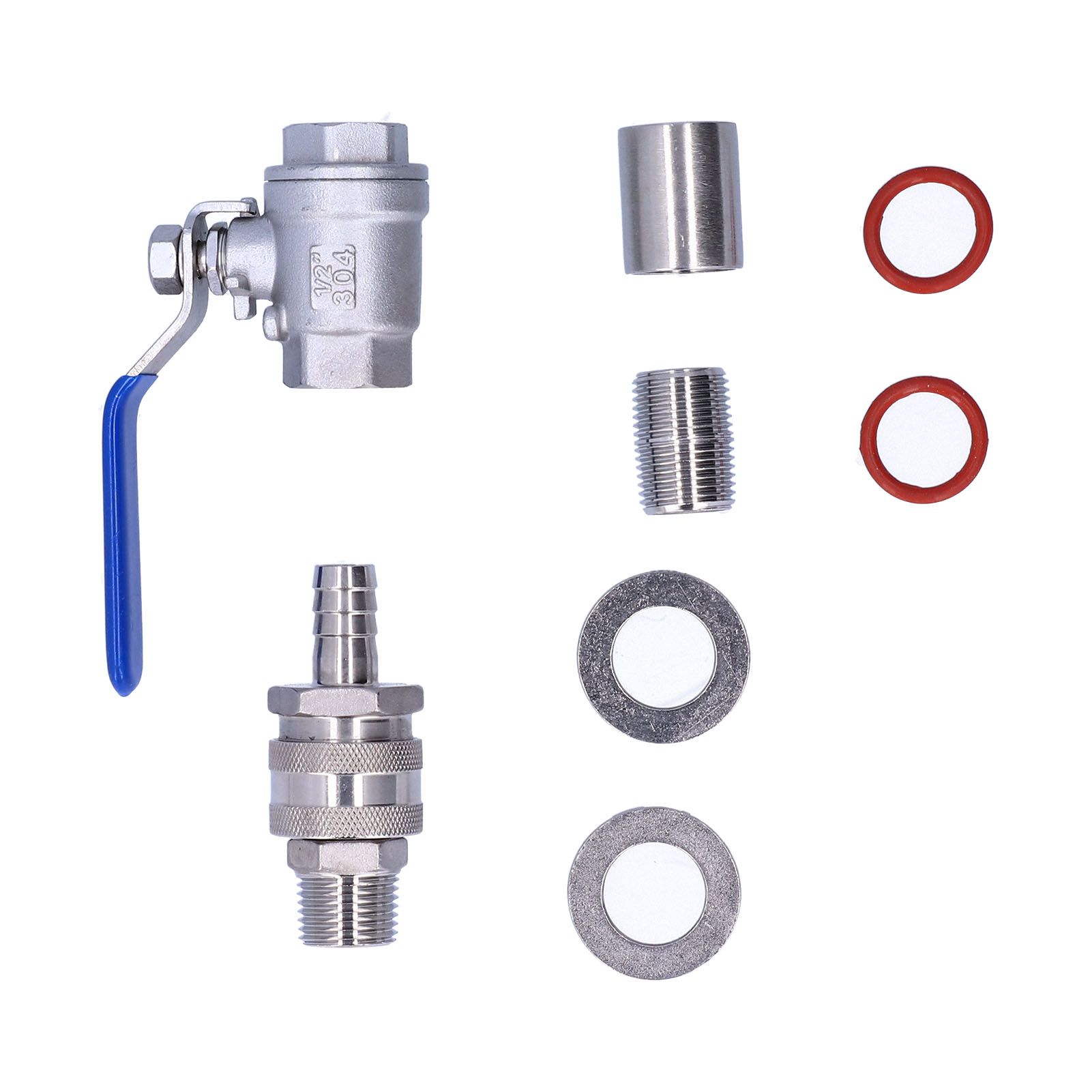 Weldless Kettle Valve Kit 1/2in BSP Ball Valve Quick Connector Bulkhead Assembly — image 1