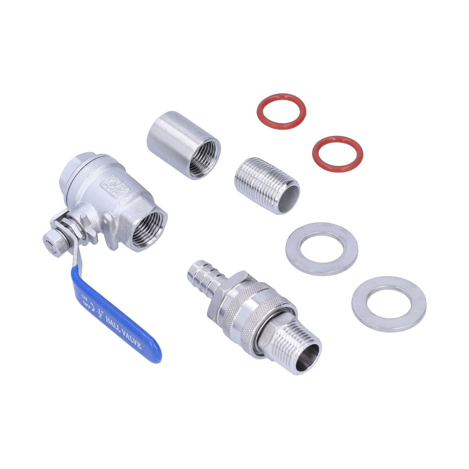 Weldless Kettle Valve Kit 1/2in BSP Ball Valve Quick Connector Bulkhead Assembly view 2