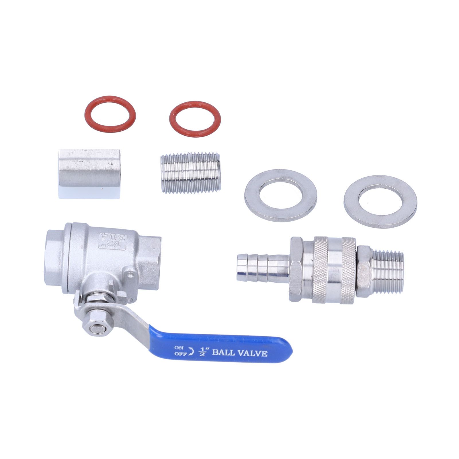 Weldless Kettle Valve Kit 1/2in BSP Ball Valve Quick Connector Bulkhead Assembly view 3