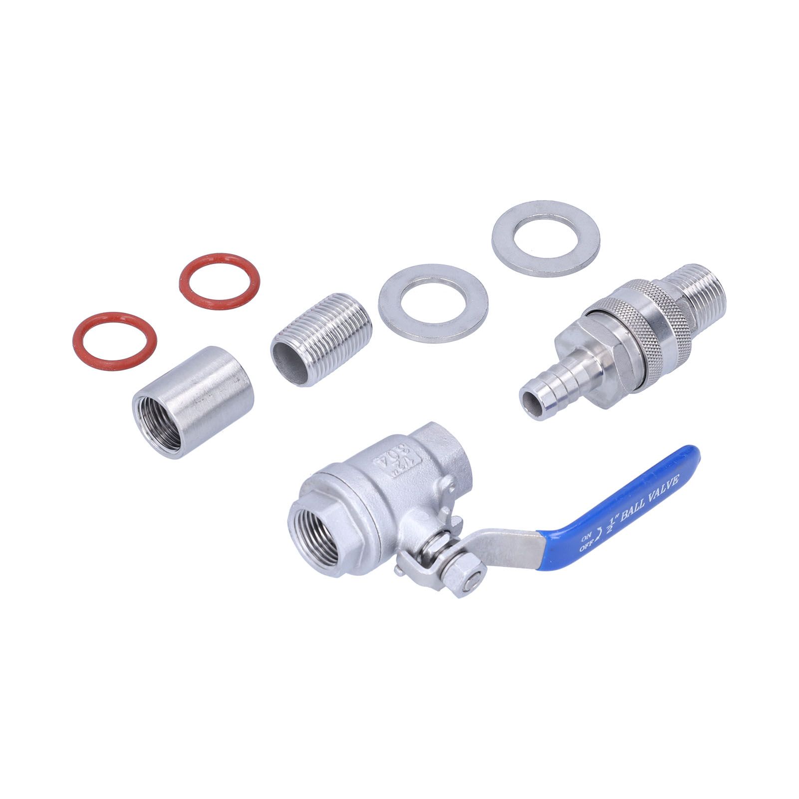 Weldless Kettle Valve Kit 1/2in BSP Ball Valve Quick Connector Bulkhead Assembly view 4