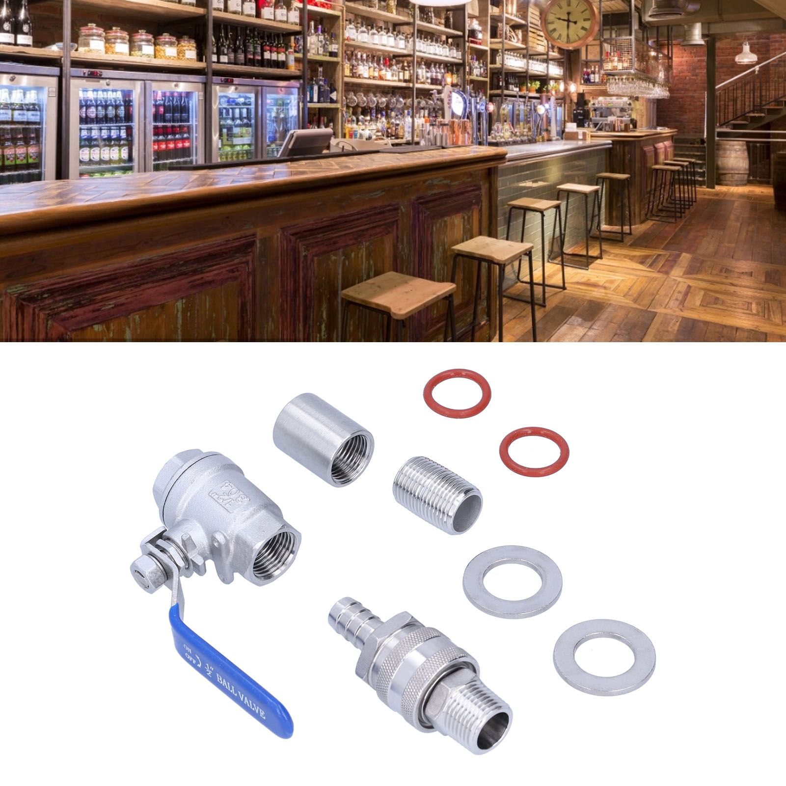 Weldless Kettle Valve Kit 1/2in BSP Ball Valve Quick Connector Bulkhead Assembly view 11
