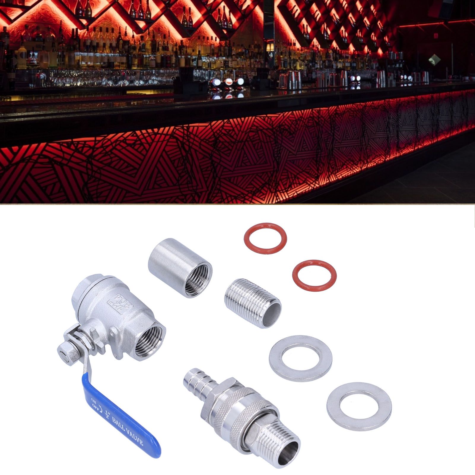 Weldless Kettle Valve Kit 1/2in BSP Ball Valve Quick Connector Bulkhead Assembly view 12