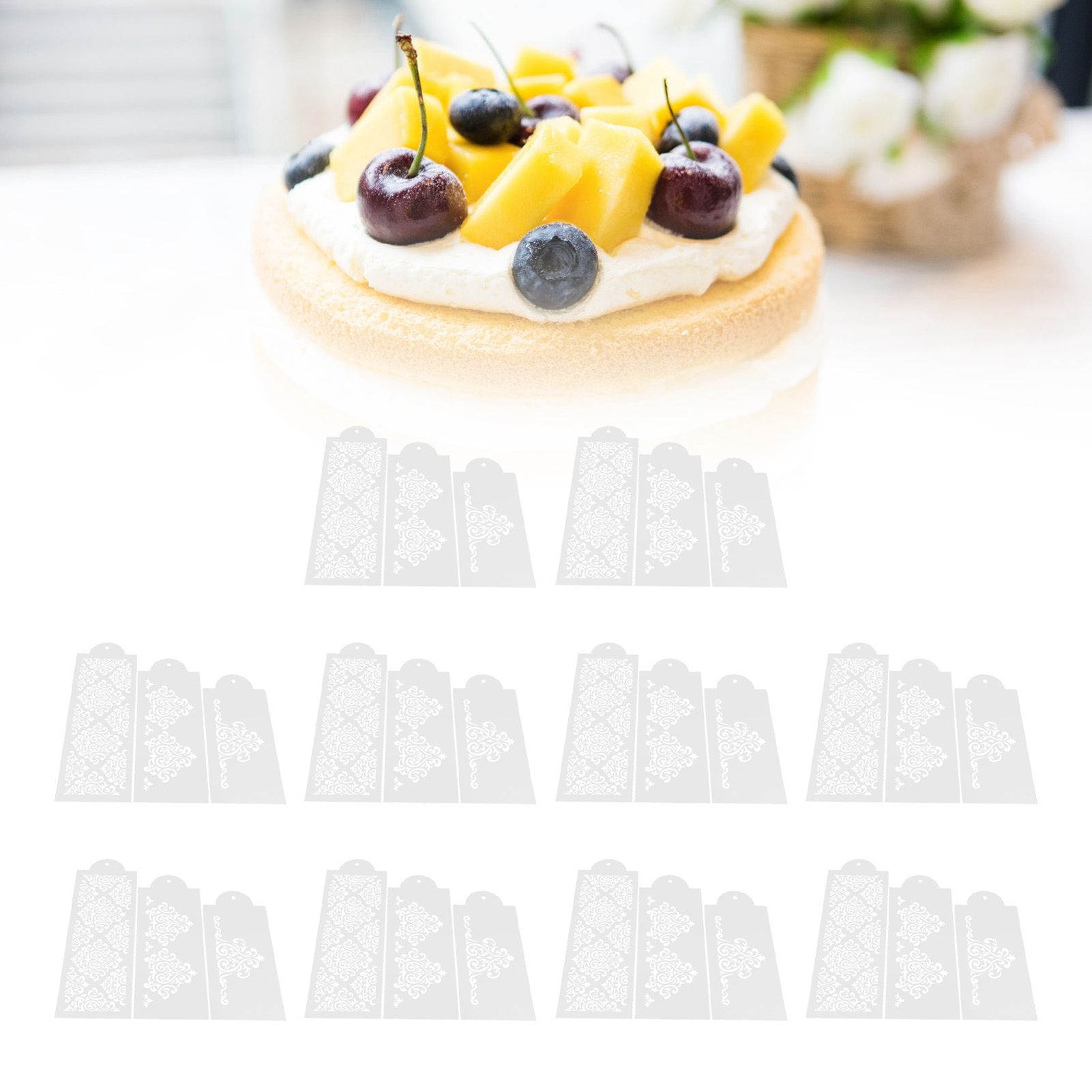 10 Set Cake Spray Mold Cake Border Embossing Mold Fondant Dessert Baking Stencils view 11
