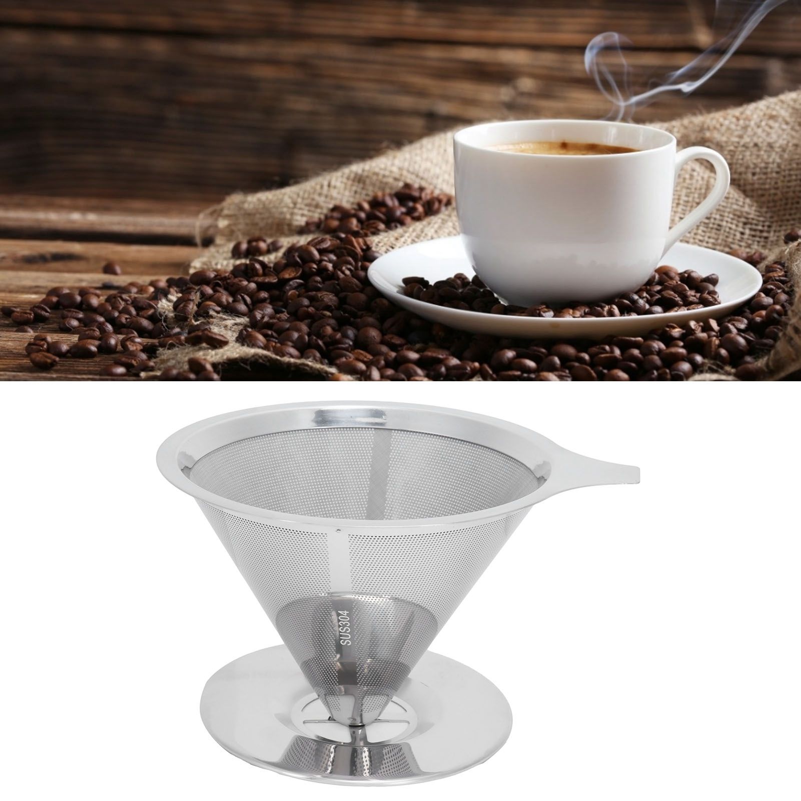 Stainless Steel Brew Drip Coffee Filter Funnel Cup Dripper Coffee Machine view 11