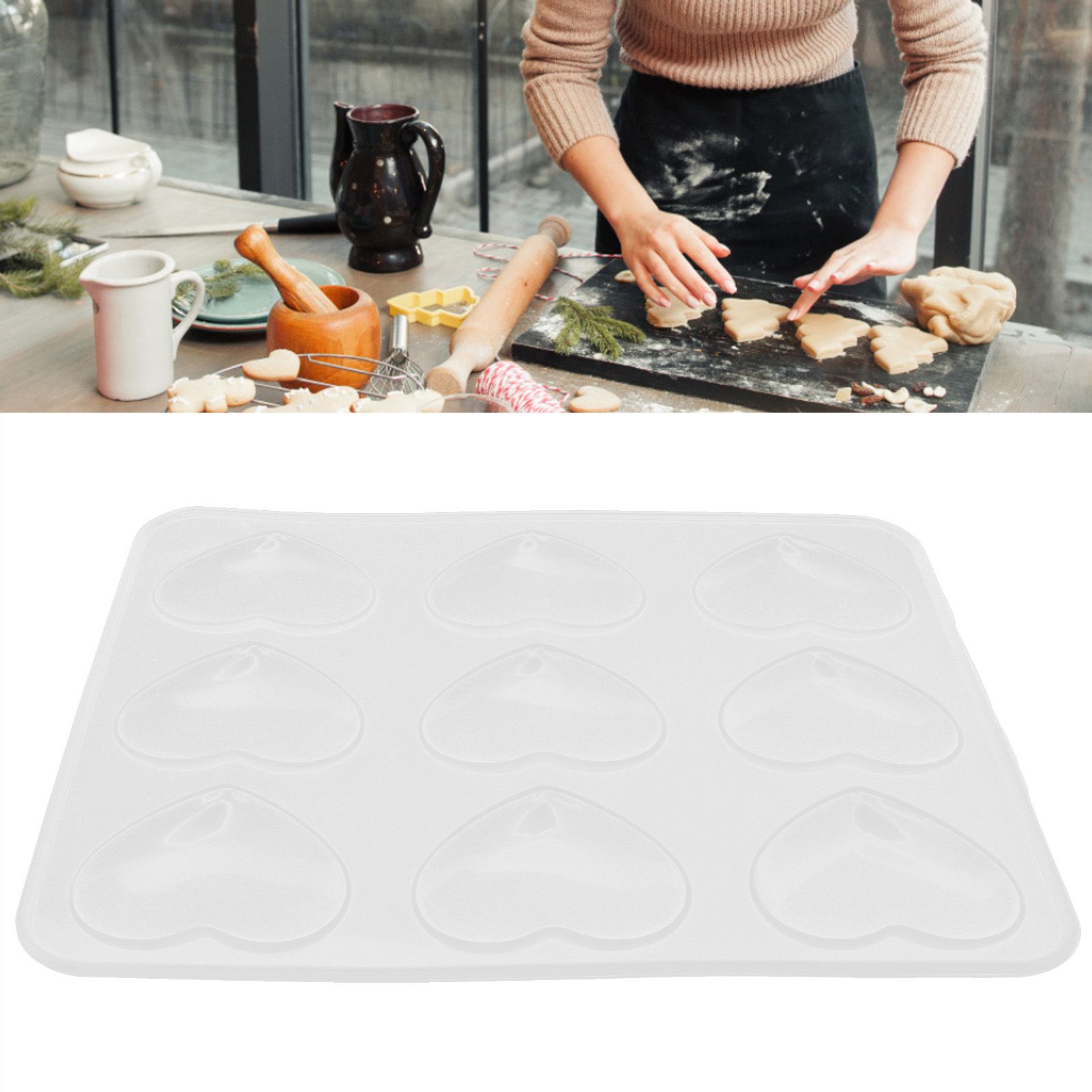 3Pcs Heart-Shaped Mold DIY Baking Mold 9-Hole Cake Making Mold Tool for Home Use view 12