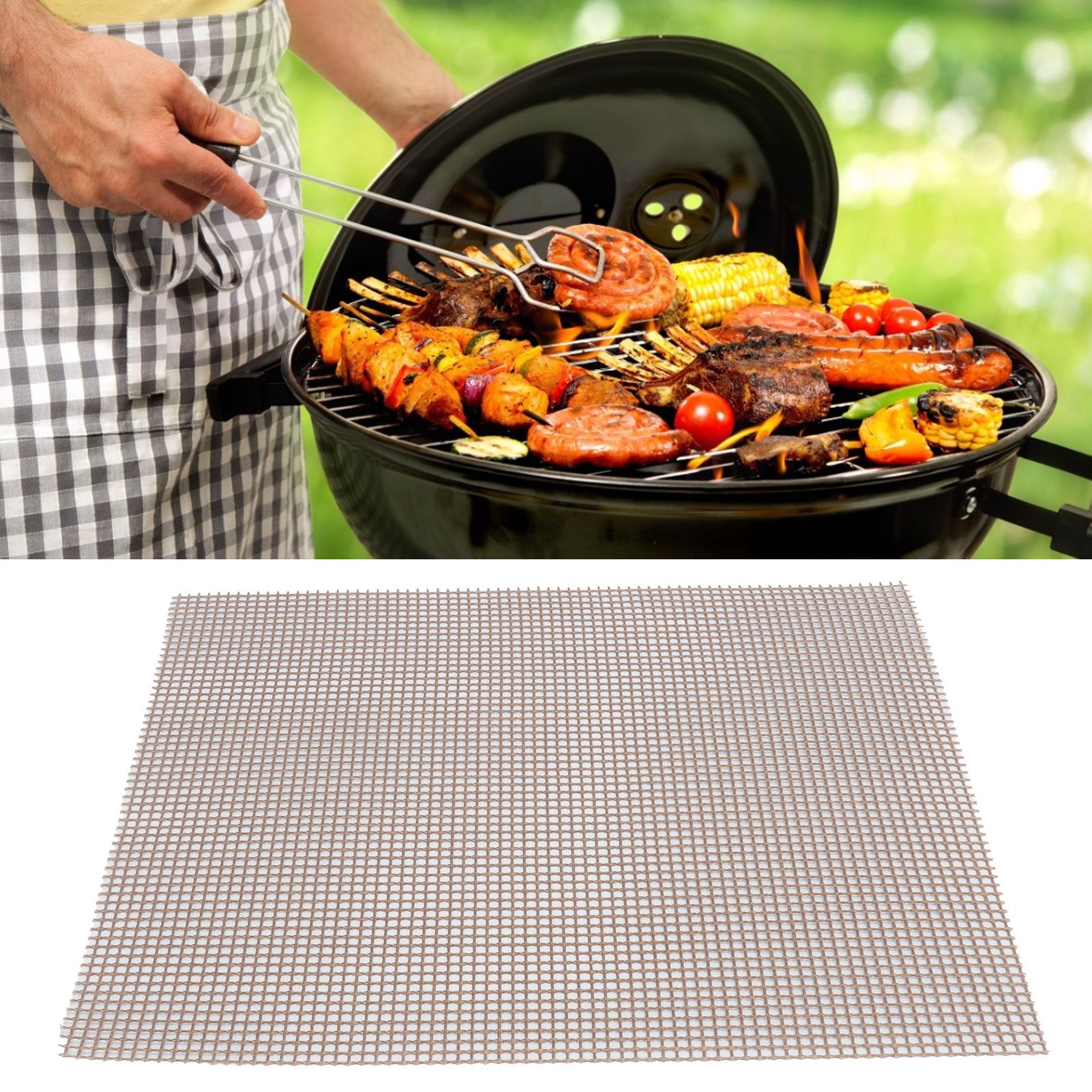 Food Grade NonStick Grid Sheet Multifunctional Barbecue Grid Mat for Barbecue view 12
