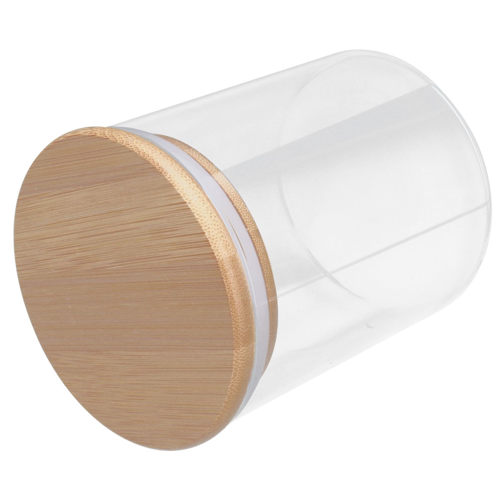 450ml Wood Round Storage Jar with Lid Transparent Glass Food Container for Tea view 2