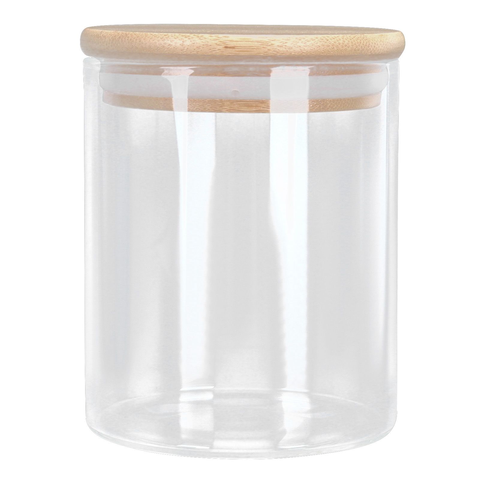 450ml Wood Round Storage Jar with Lid Transparent Glass Food Container for Tea view 3