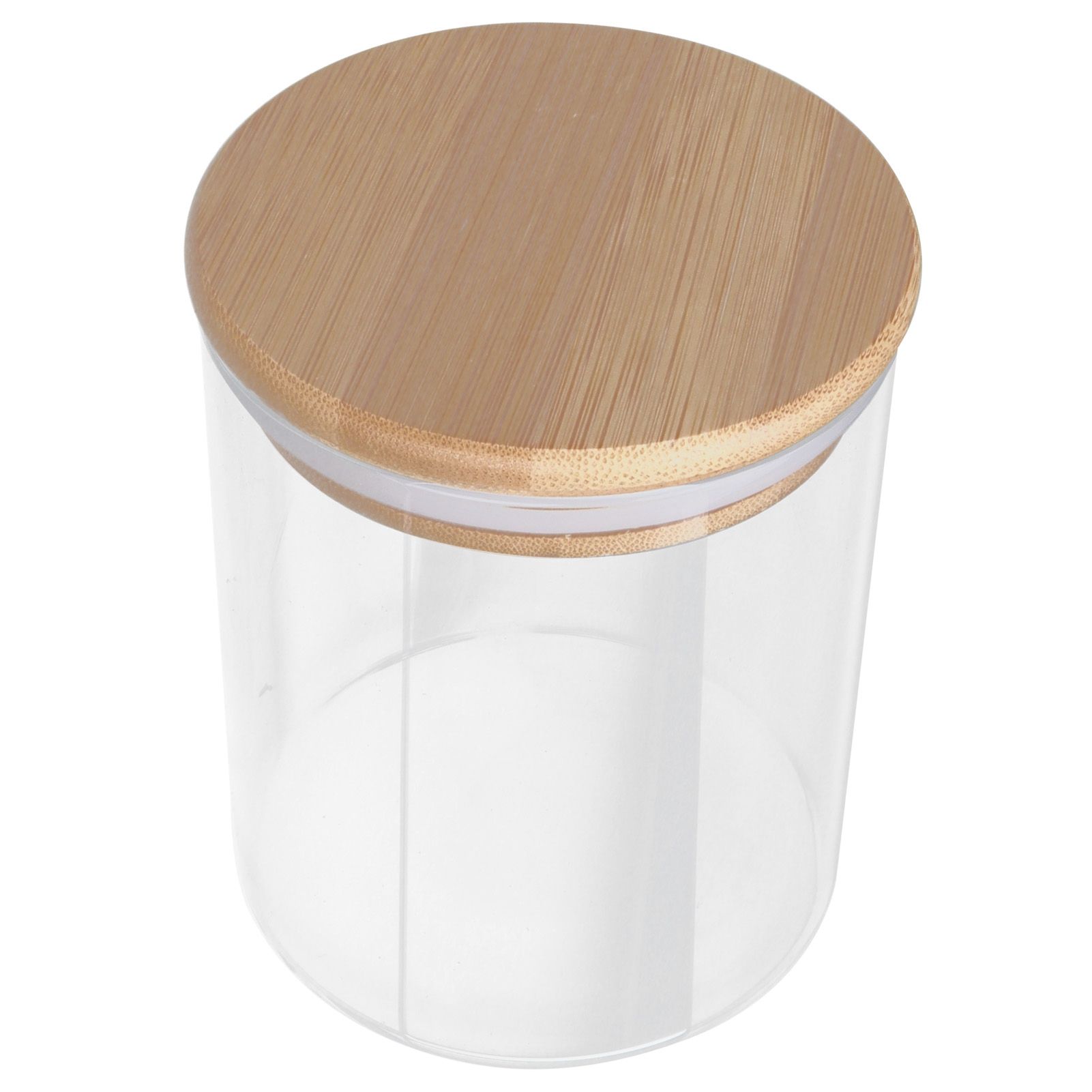 450ml Wood Round Storage Jar with Lid Transparent Glass Food Container for Tea view 5