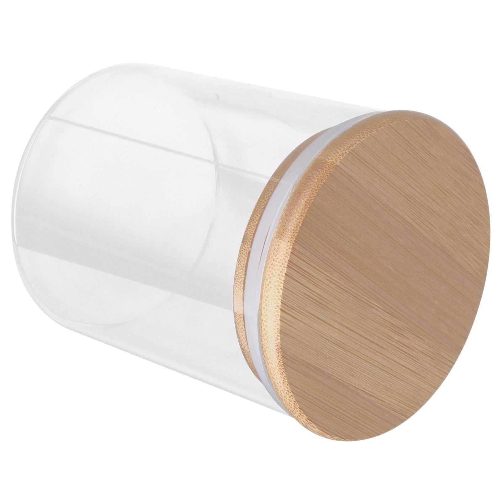 450ml Wood Round Storage Jar with Lid Transparent Glass Food Container for Tea view 6