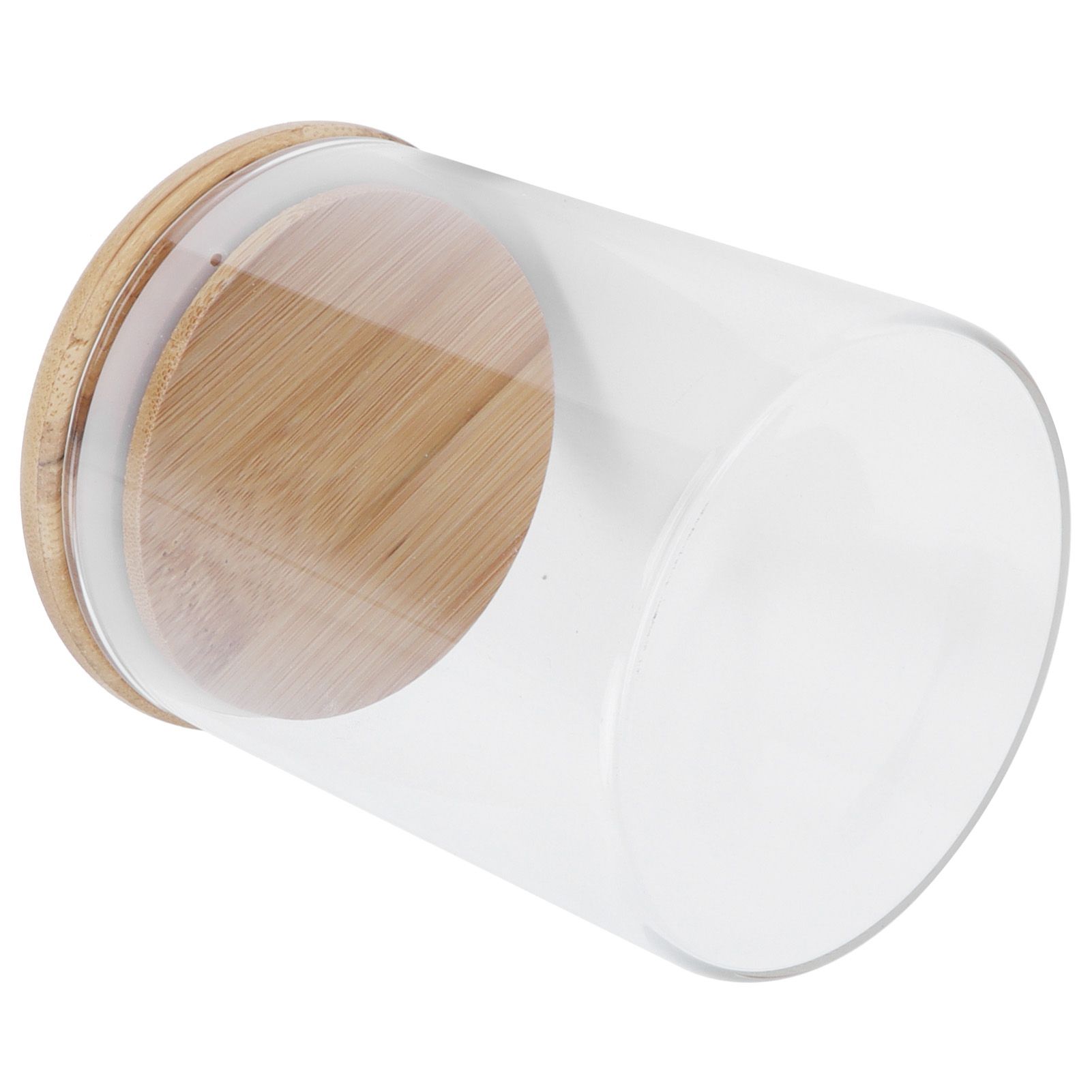 450ml Wood Round Storage Jar with Lid Transparent Glass Food Container for Tea view 7