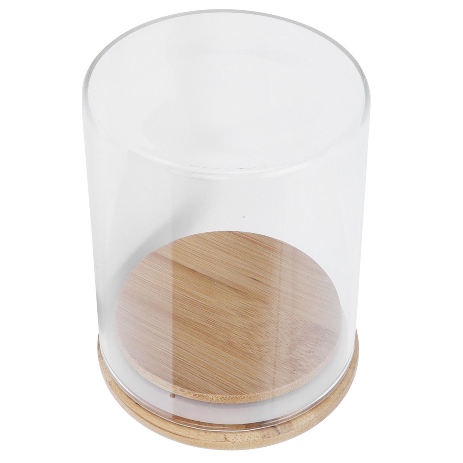 450ml Wood Round Storage Jar with Lid Transparent Glass Food Container for Tea view 8