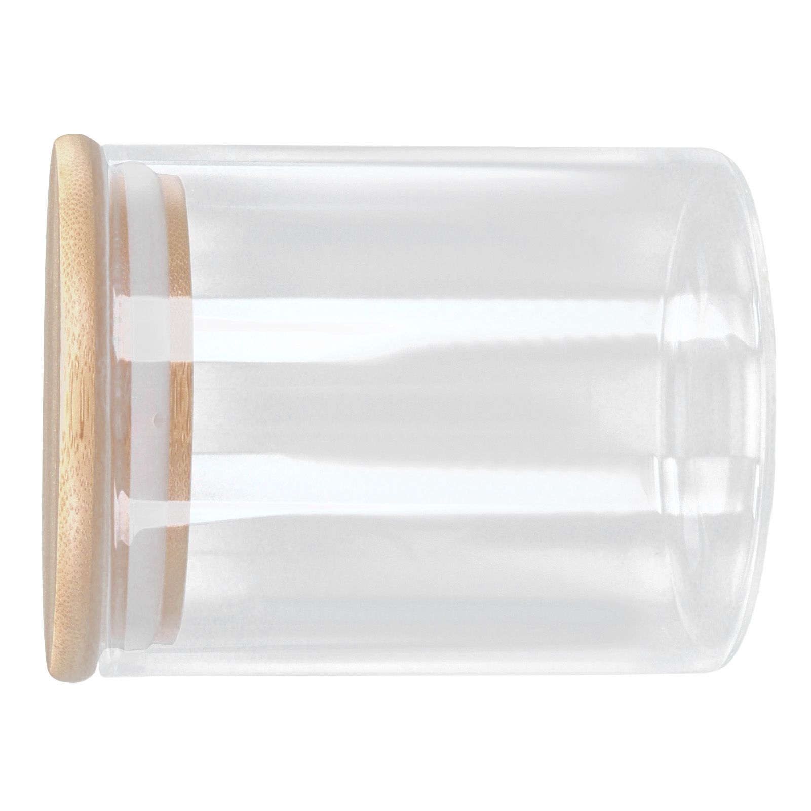 450ml Wood Round Storage Jar with Lid Transparent Glass Food Container for Tea view 9