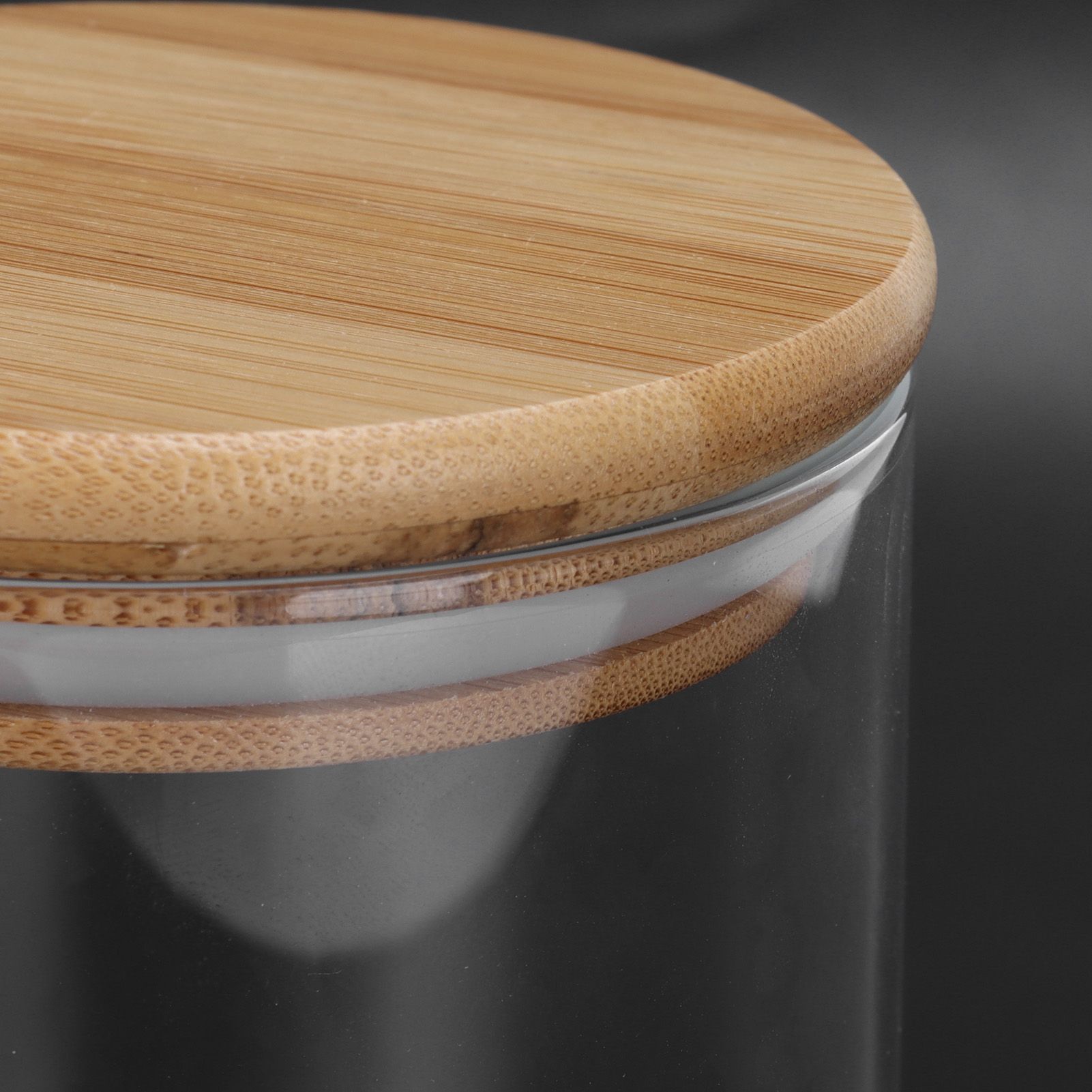 450ml Wood Round Storage Jar with Lid Transparent Glass Food Container for Tea view 14