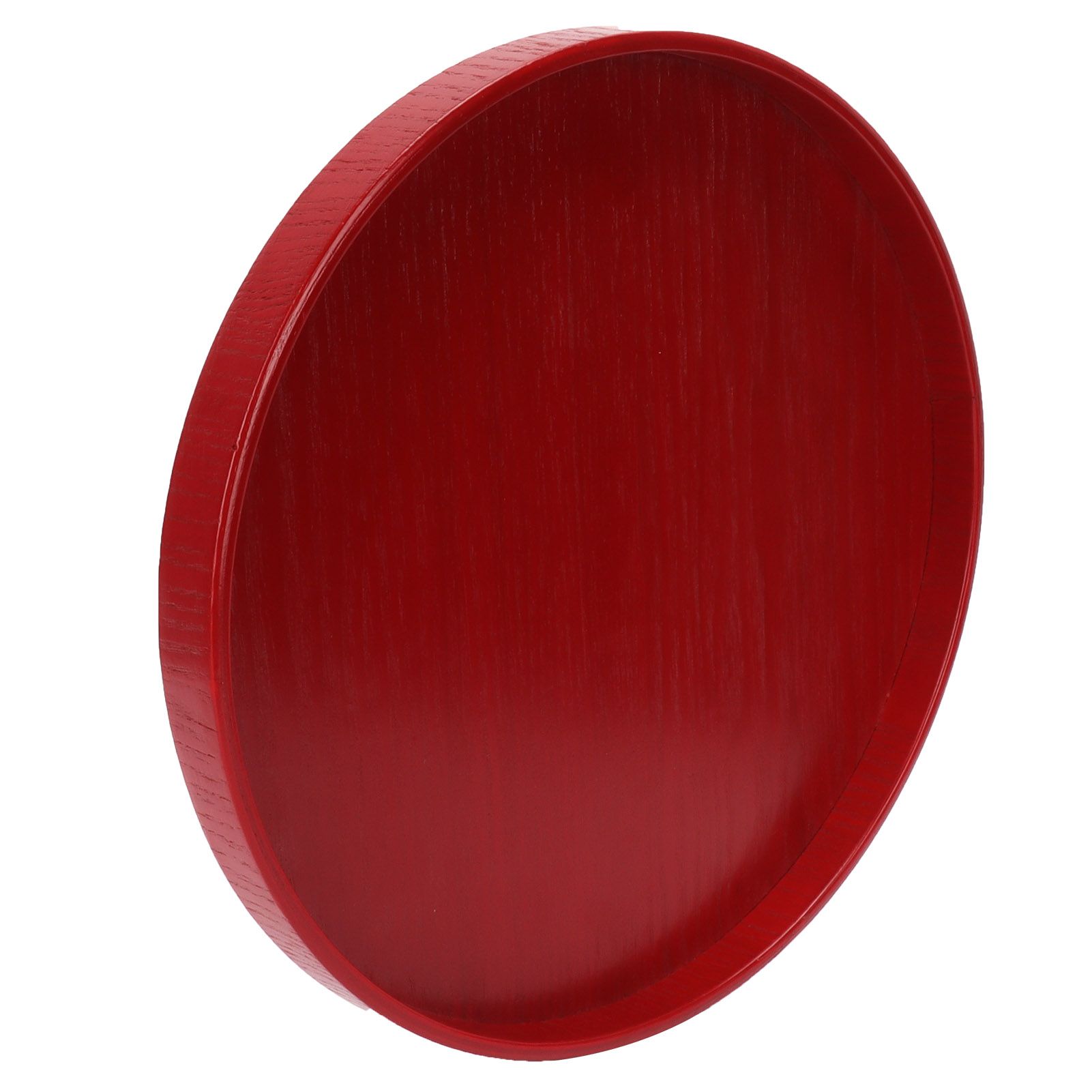 Red Round Wooden Plate Food Grade Fruit Cutlery Tray for Kitchen Home view 2