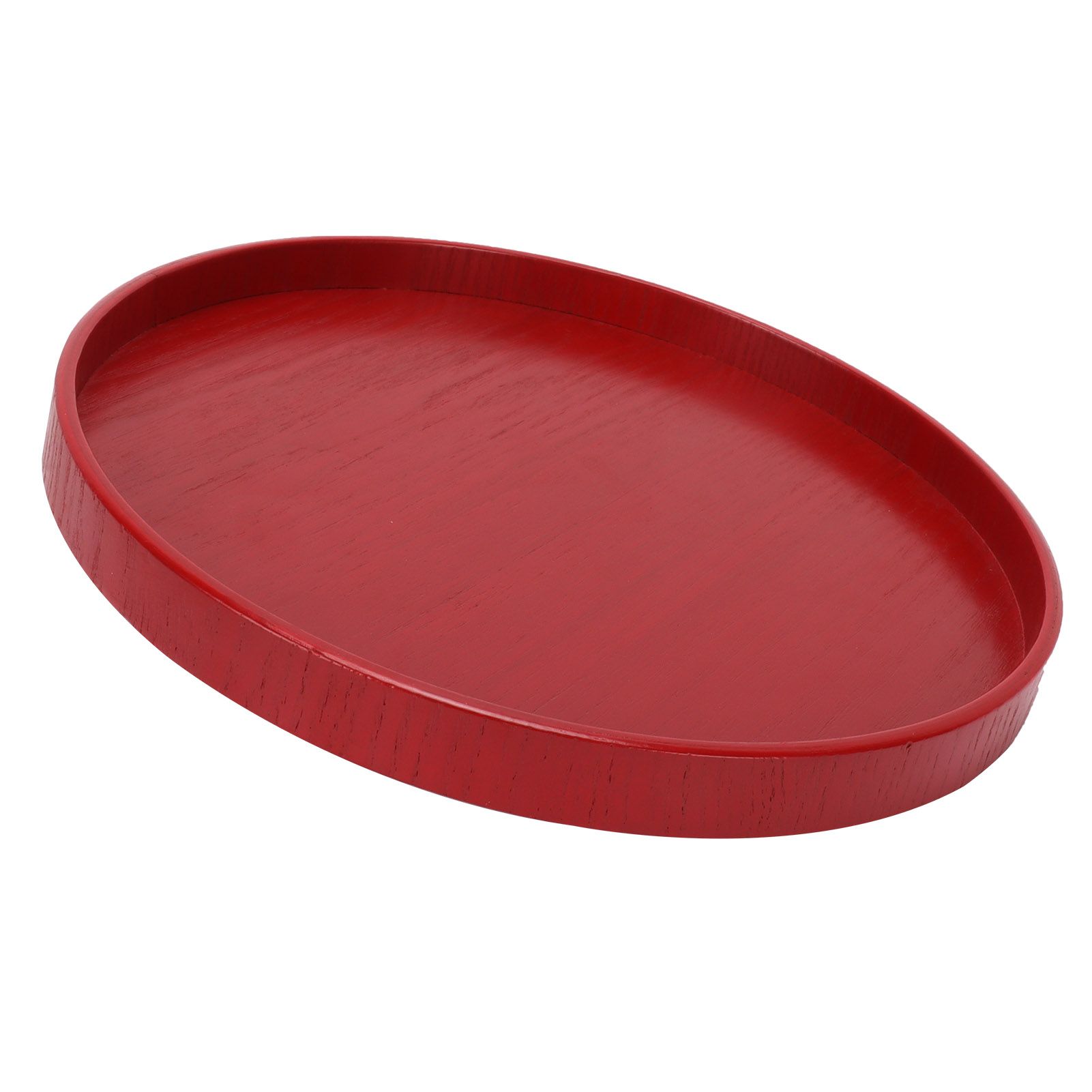 Red Round Wooden Plate Food Grade Fruit Cutlery Tray for Kitchen Home view 5