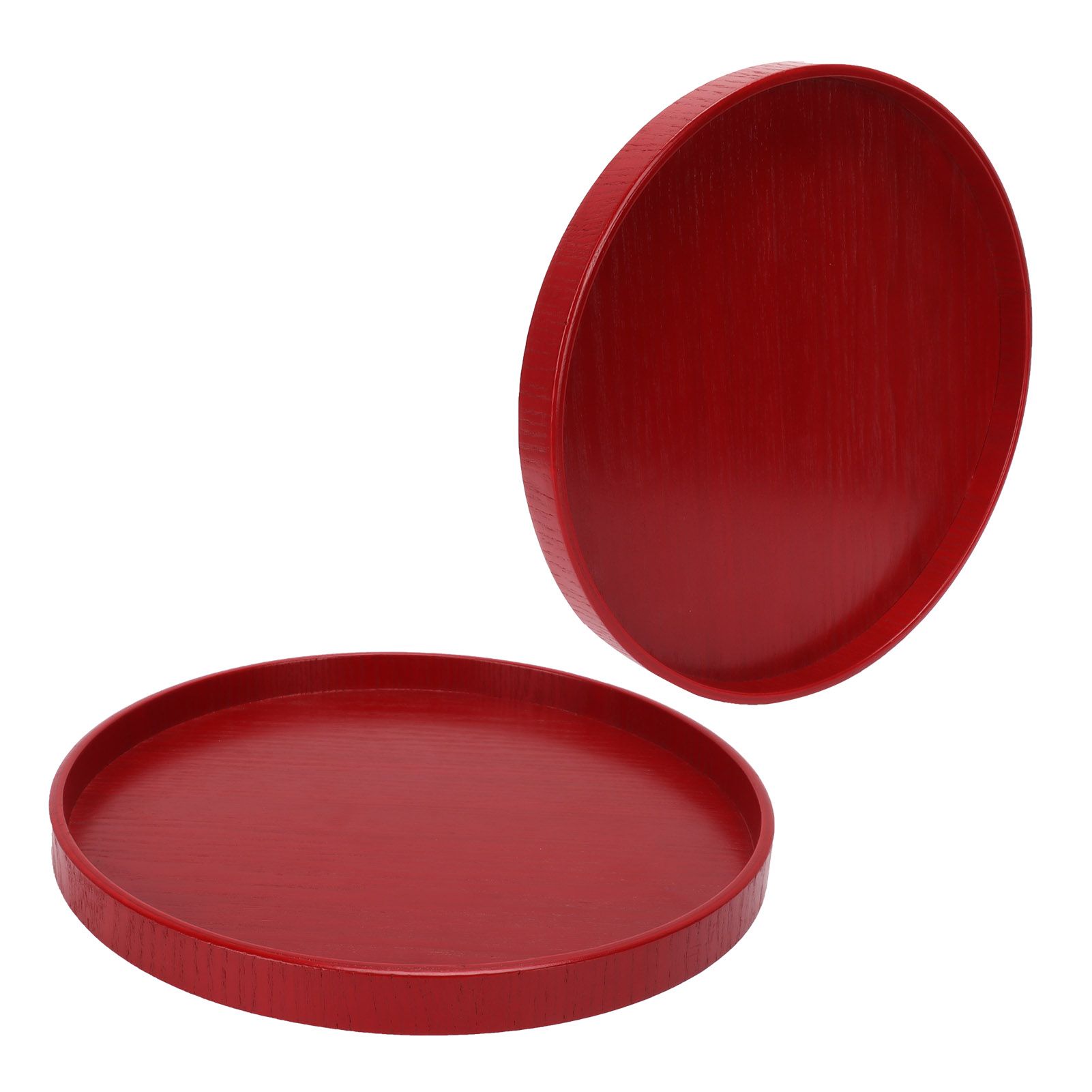 Red Round Wooden Plate Food Grade Fruit Cutlery Tray for Kitchen Home view 8