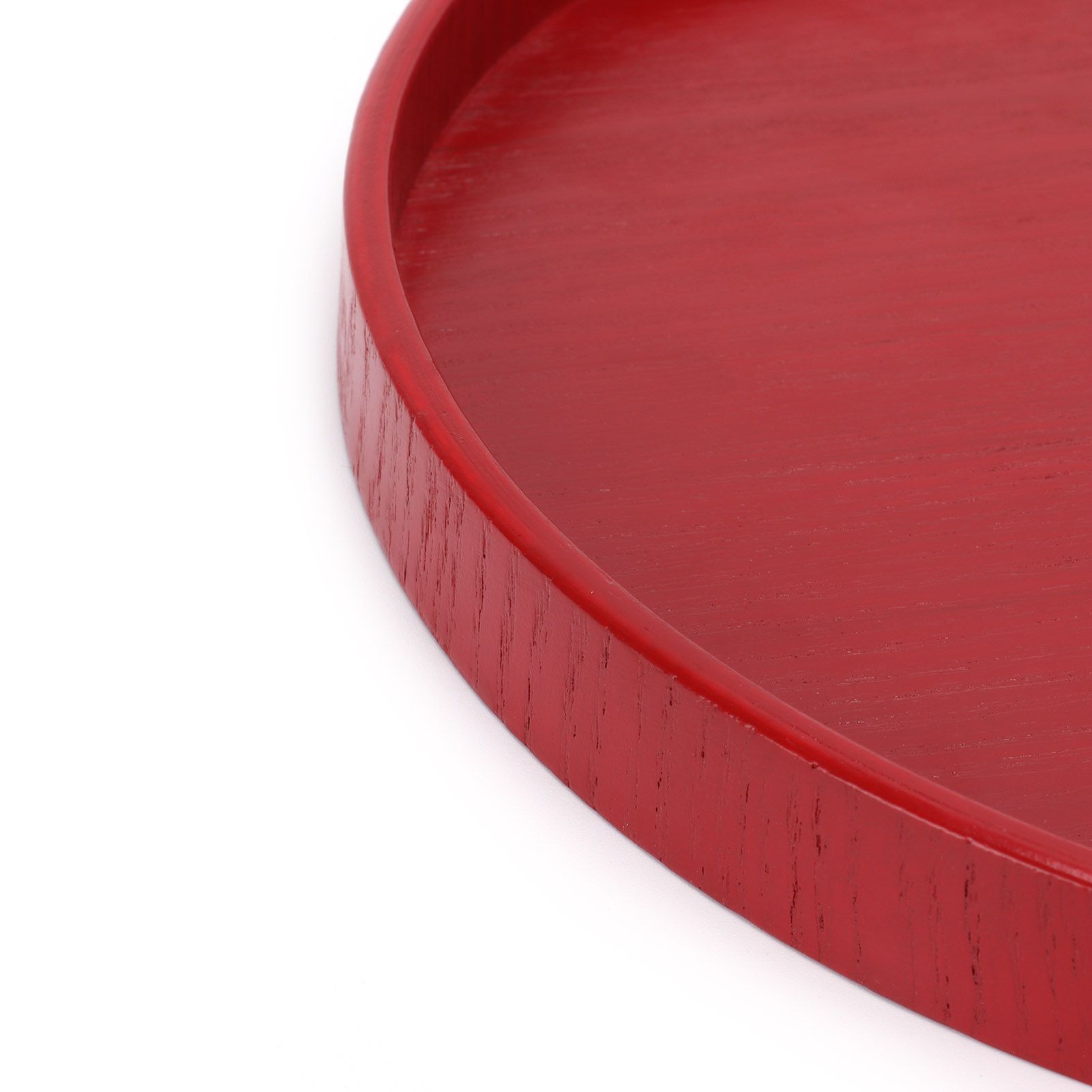 Red Round Wooden Plate Food Grade Fruit Cutlery Tray for Kitchen Home view 13