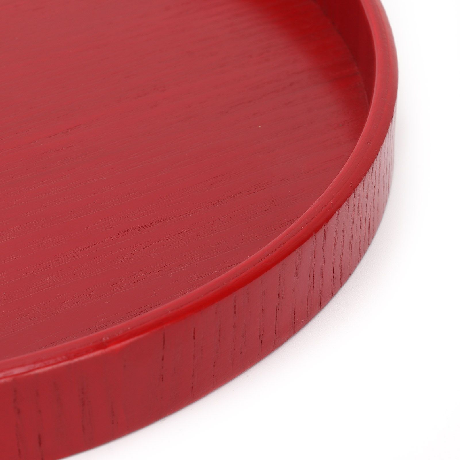Red Round Wooden Plate Food Grade Fruit Cutlery Tray for Kitchen Home view 14