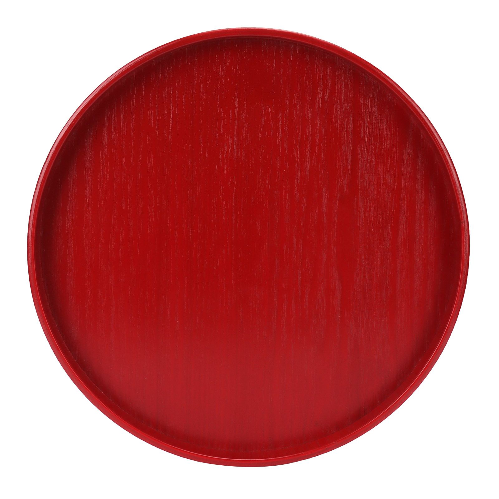Red Round Wooden Plate Food Grade Fruit Cutlery Tray for Kitchen Home