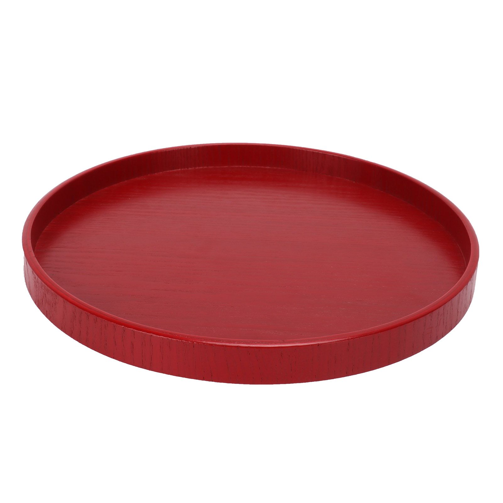 Red Round Wooden Plate Food Grade Fruit Cutlery Tray for Kitchen Home view 3