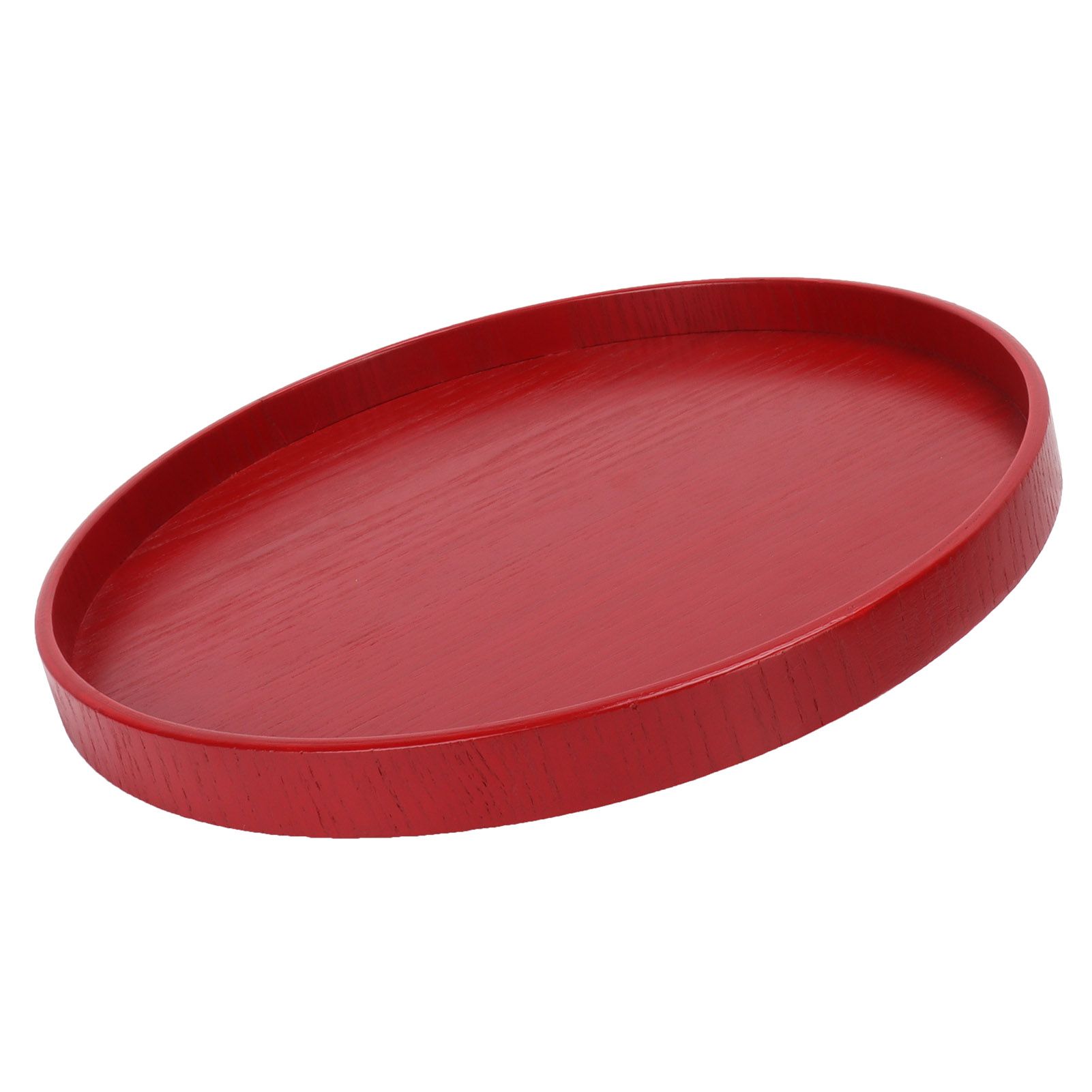 Red Round Wooden Plate Food Grade Fruit Cutlery Tray for Kitchen Home view 4