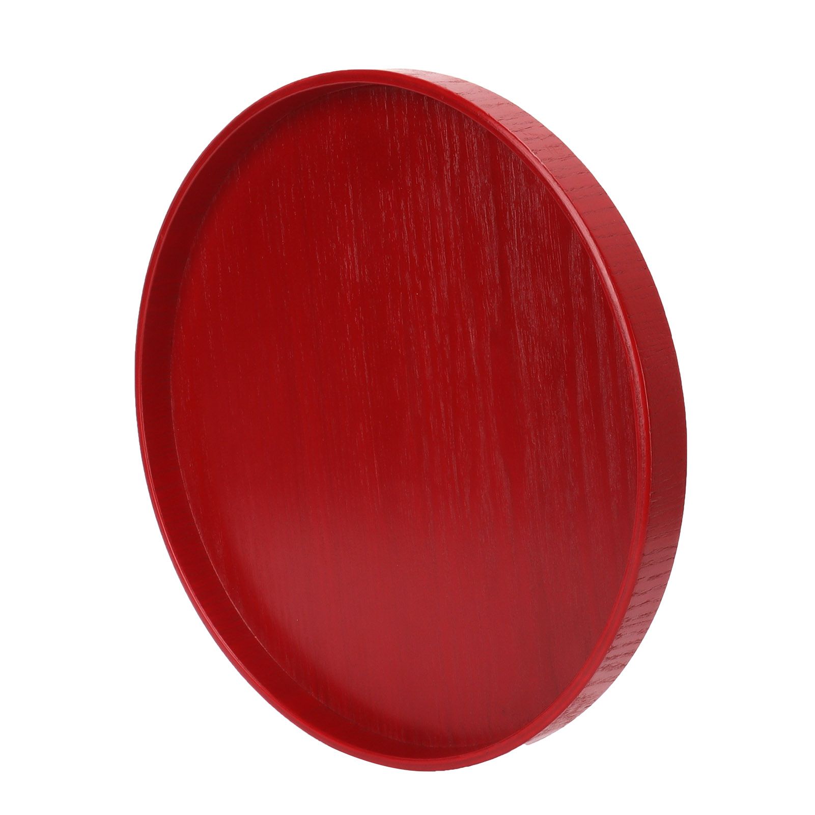 Red Round Wooden Plate Food Grade Fruit Cutlery Tray for Kitchen Home view 6