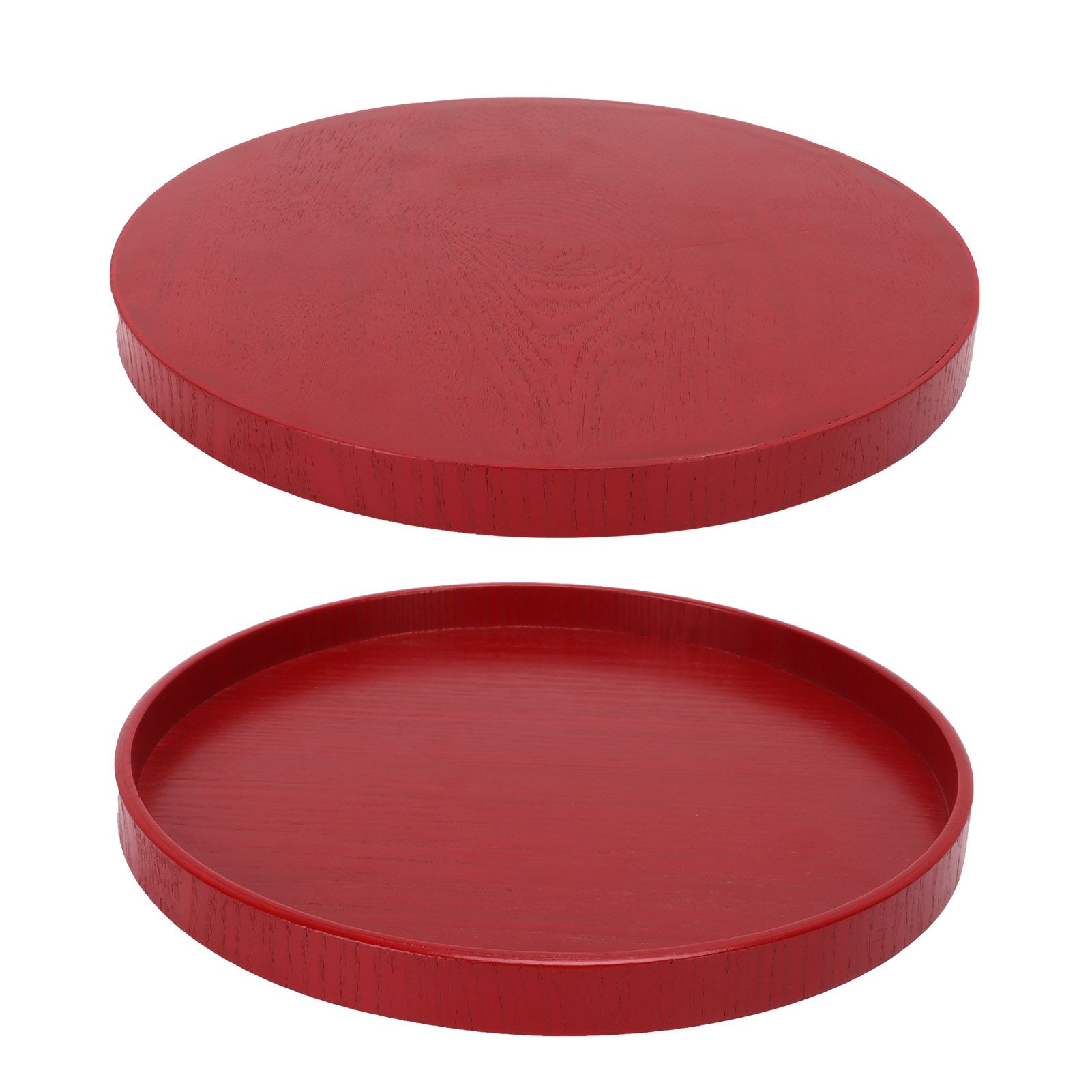 Red Round Wooden Plate Food Grade Fruit Cutlery Tray for Kitchen Home view 7